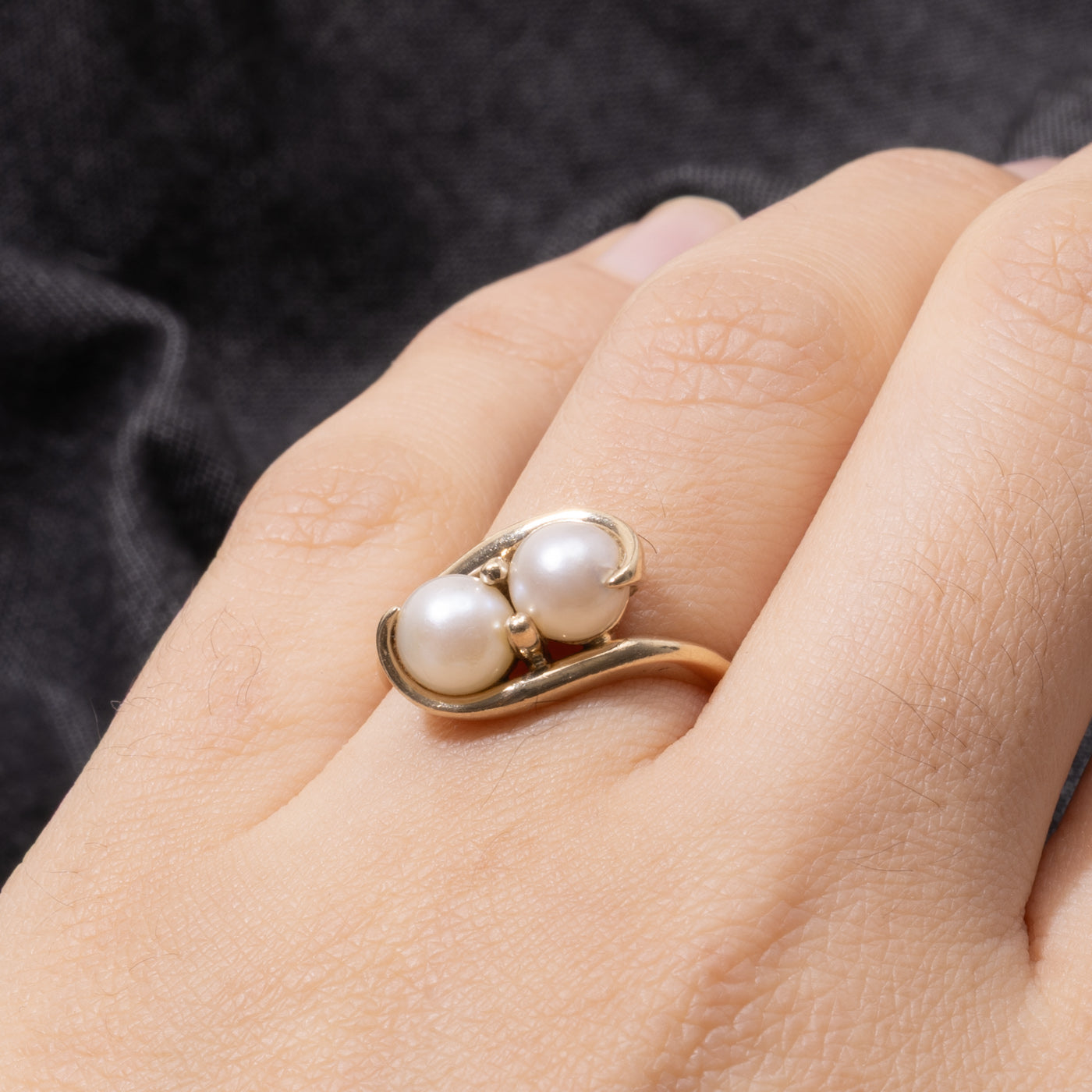 Vintage Canadian Toi Et Moi Pearl Bypass Ring | SZ 7.5