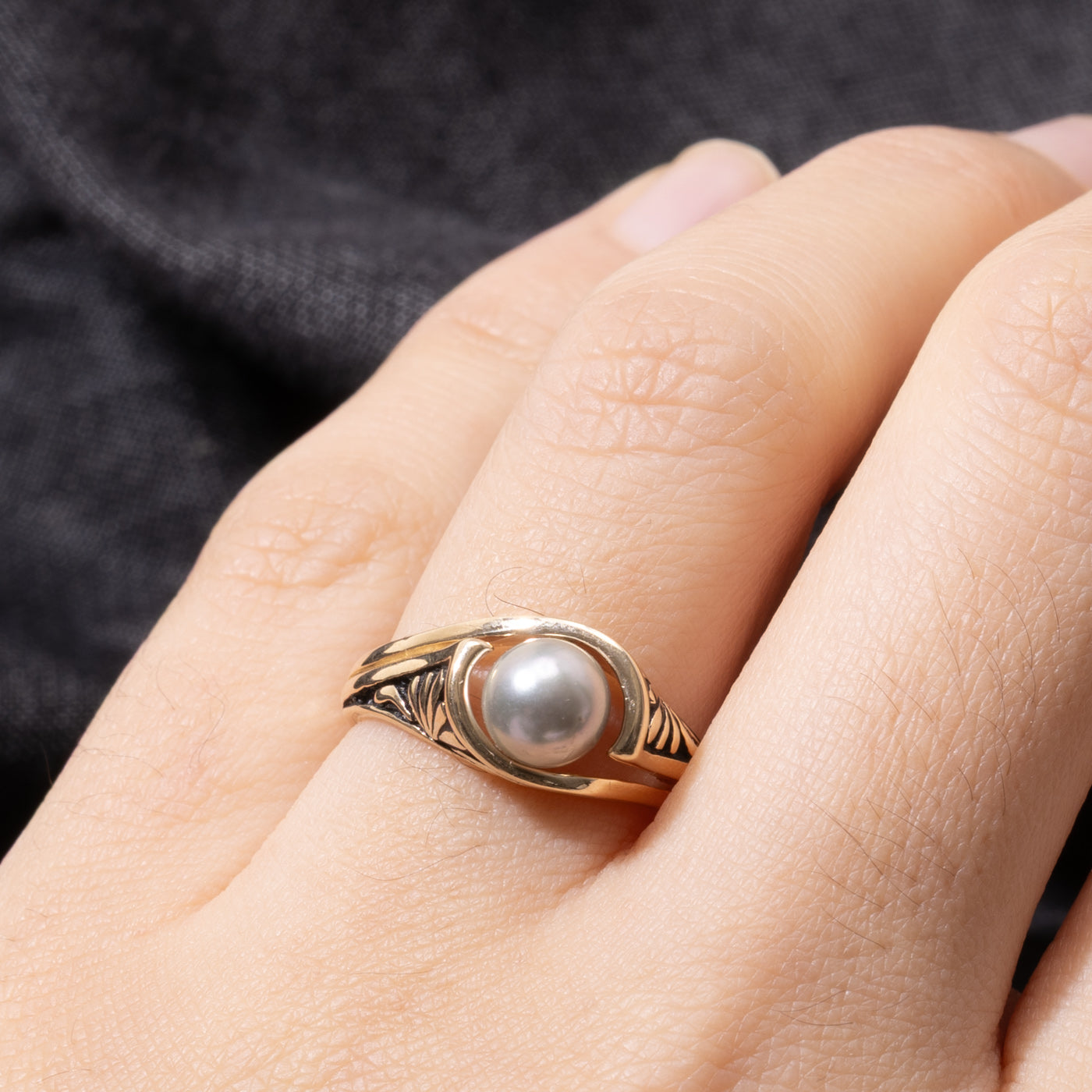 14k Pearl Ornate Detailed Ring | SZ 6.5