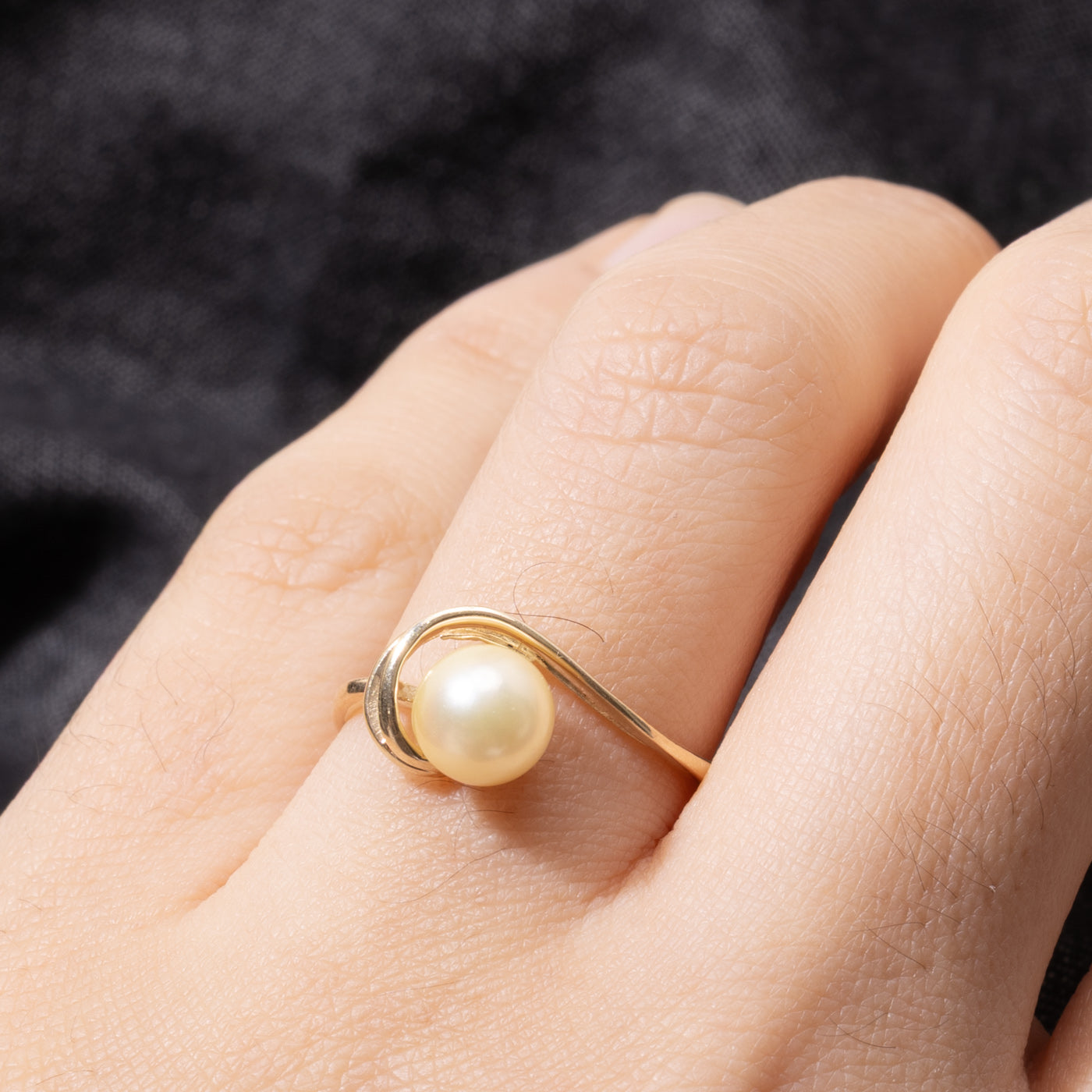 14k Pearl Swirl Abstract Ring | SZ 6.75