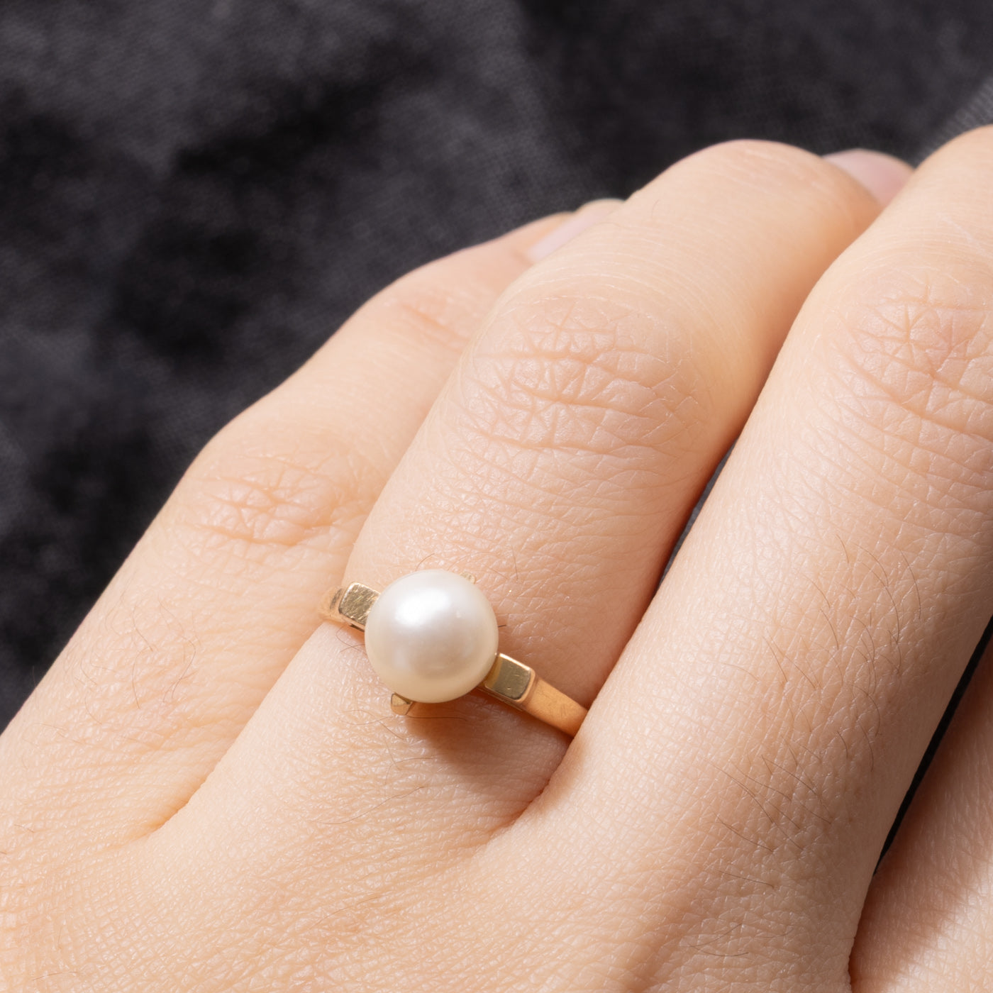 18k Solitaire Pearl Ring | SZ 4.5