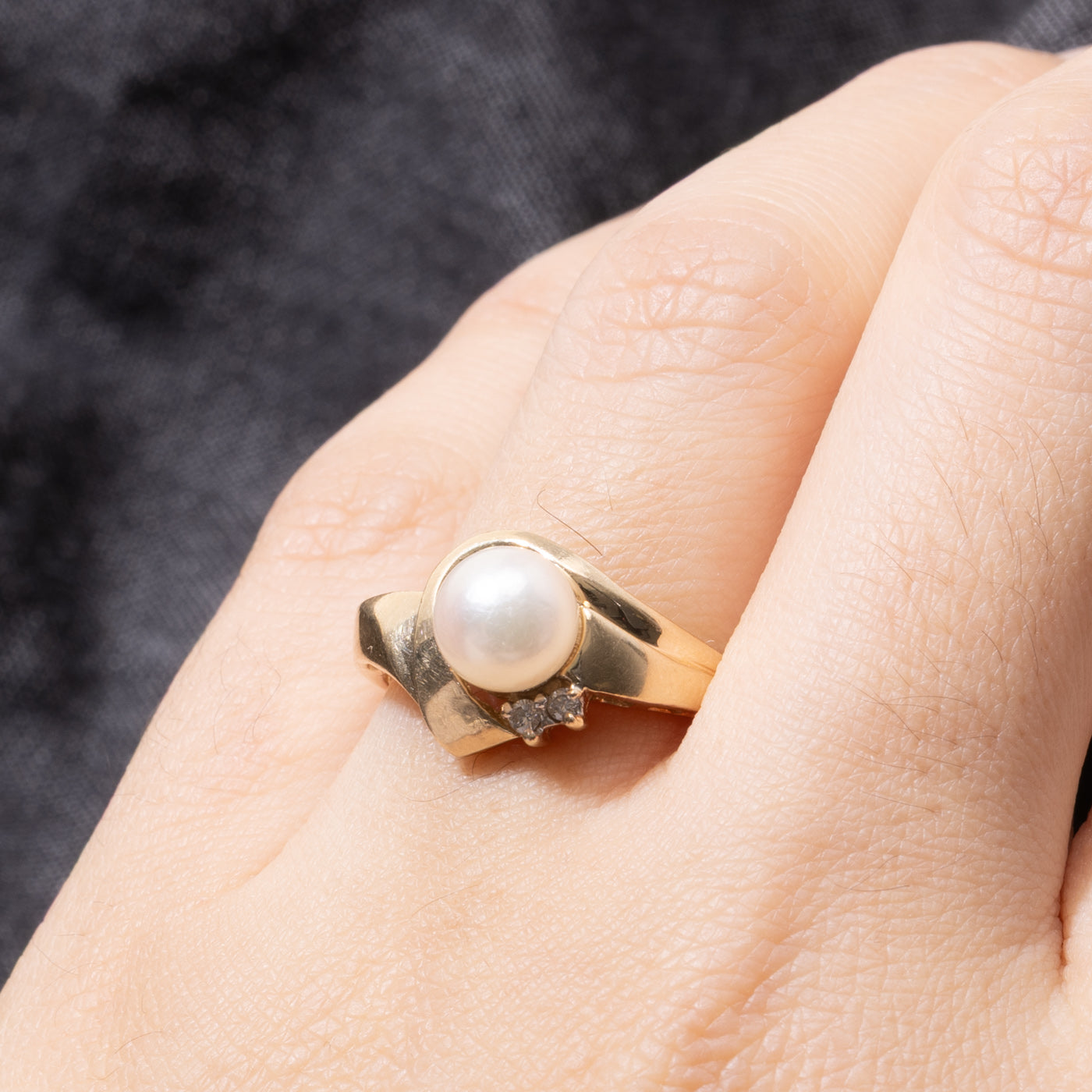 14k Pearl & Diamond Accented Ring | SZ 6.5