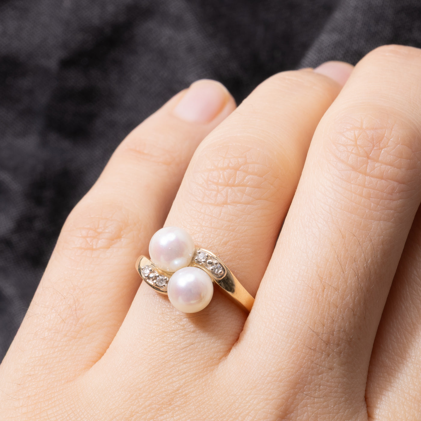 Two Stone Pearl & Diamond Ring | SZ 5