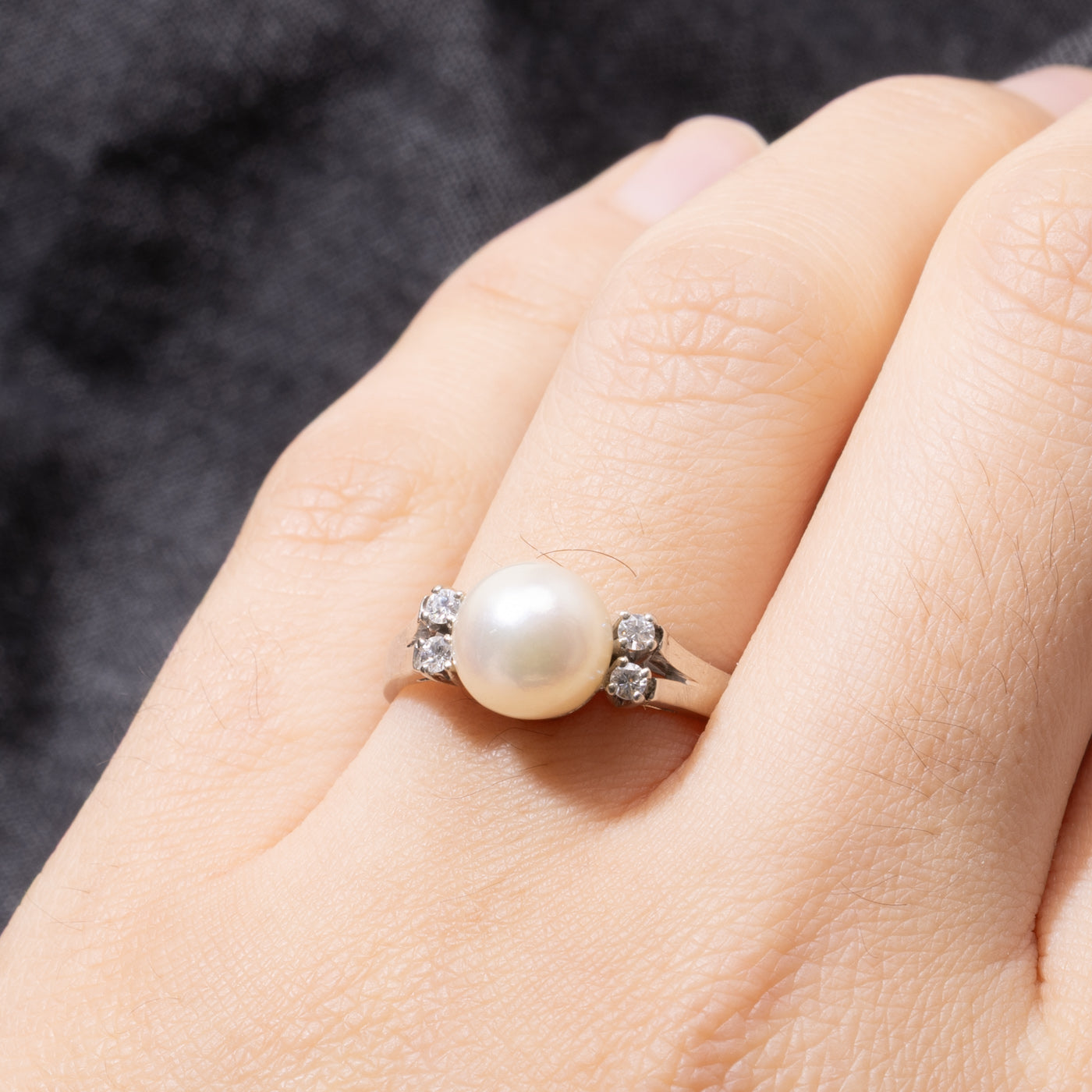 14k Pearl & Diamond Accented Ring | SZ 7.5