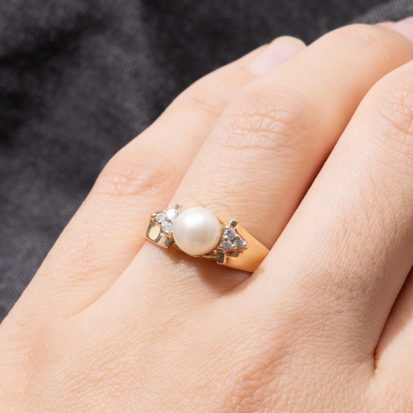 14k Pearl & Diamond Accented Ring | SZ 7.25