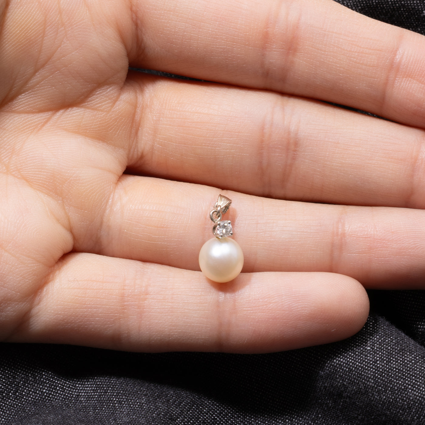14k Pearl & Diamond Pendant