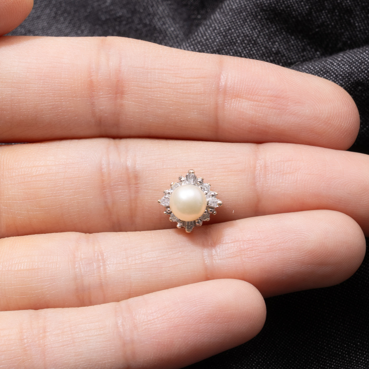 14k Pearl & Diamond Halo Pendant