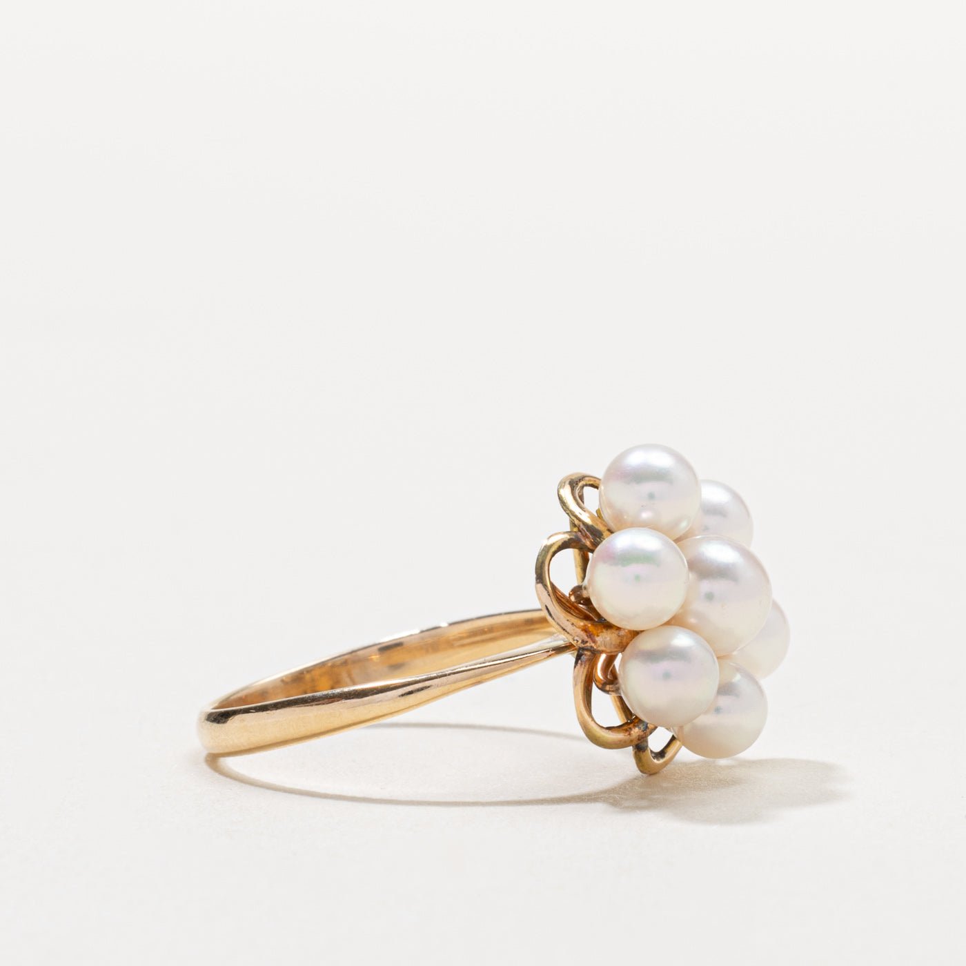 14k Pearl Floral Cluster Cocktail Ring | SZ 7