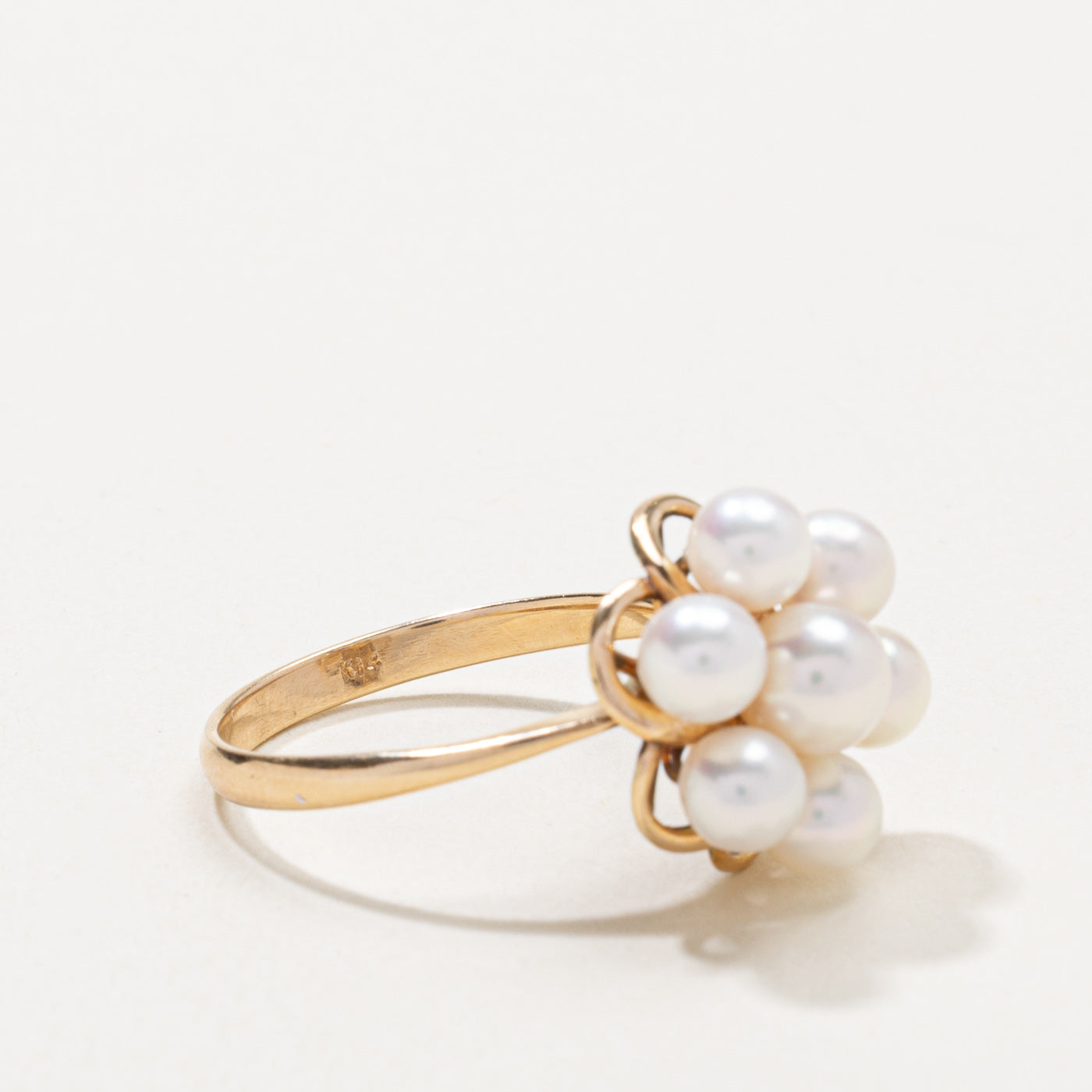 14k Pearl Floral Cluster Cocktail Ring | SZ 7