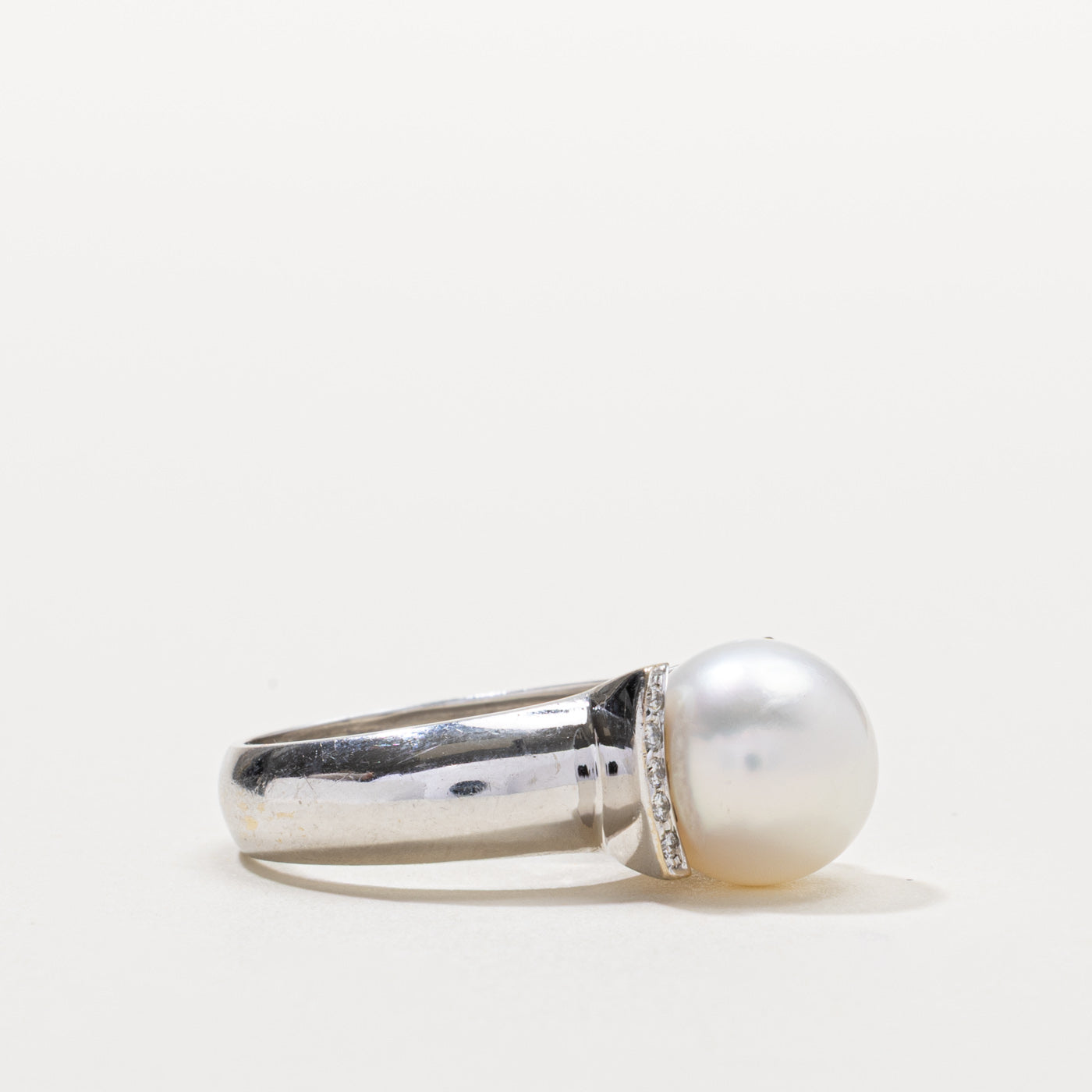 18k Pearl & Diamond Accented Ring | SZ 6.5