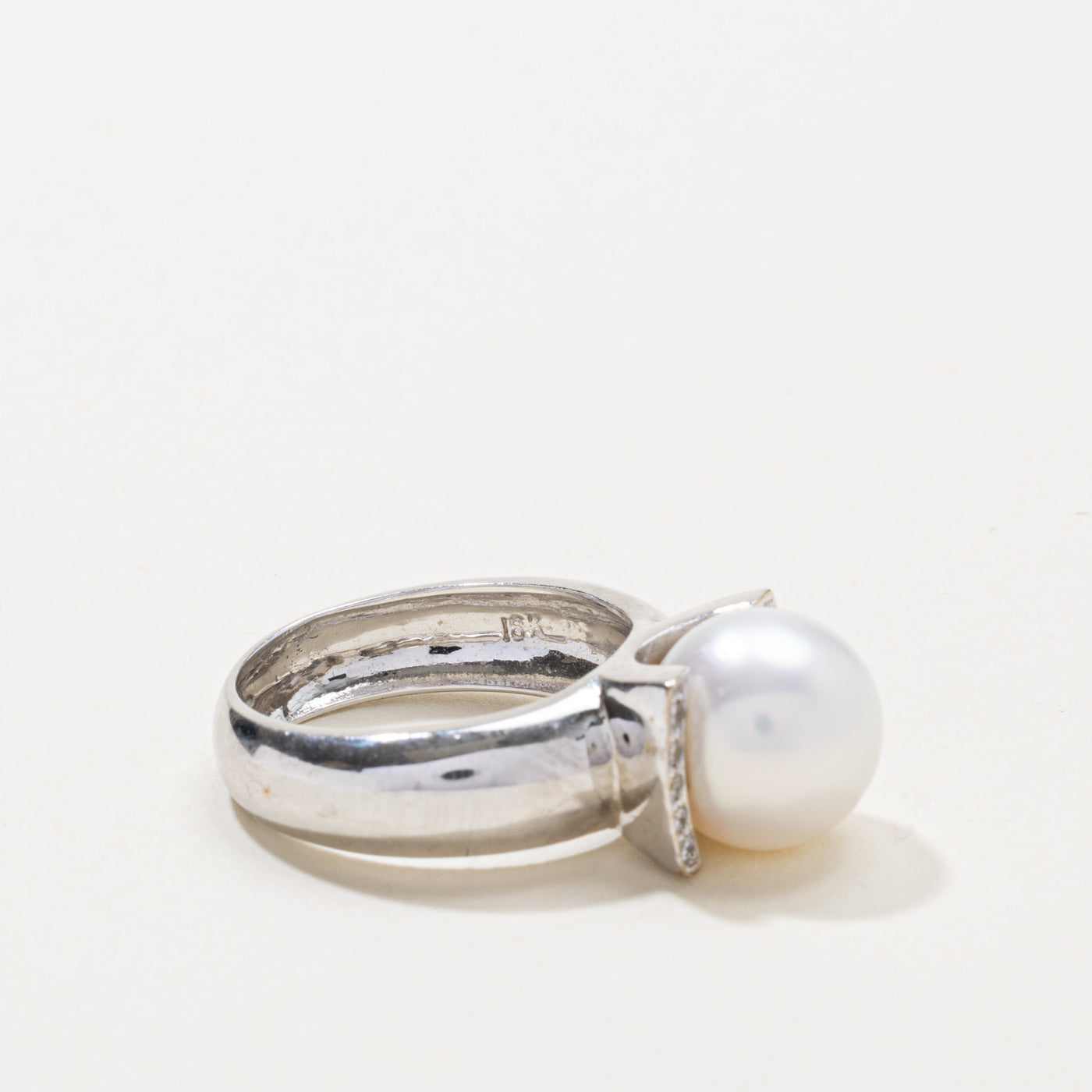 18k Pearl & Diamond Accented Ring | SZ 6.5