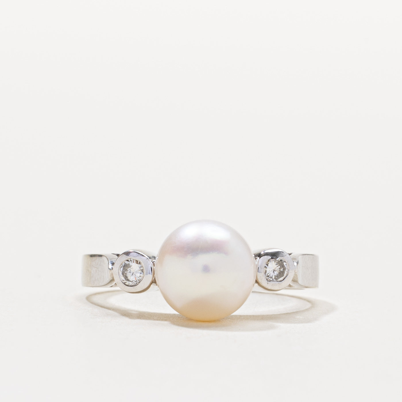 14k Pearl & Diamond Accented Ring | SZ 6.25