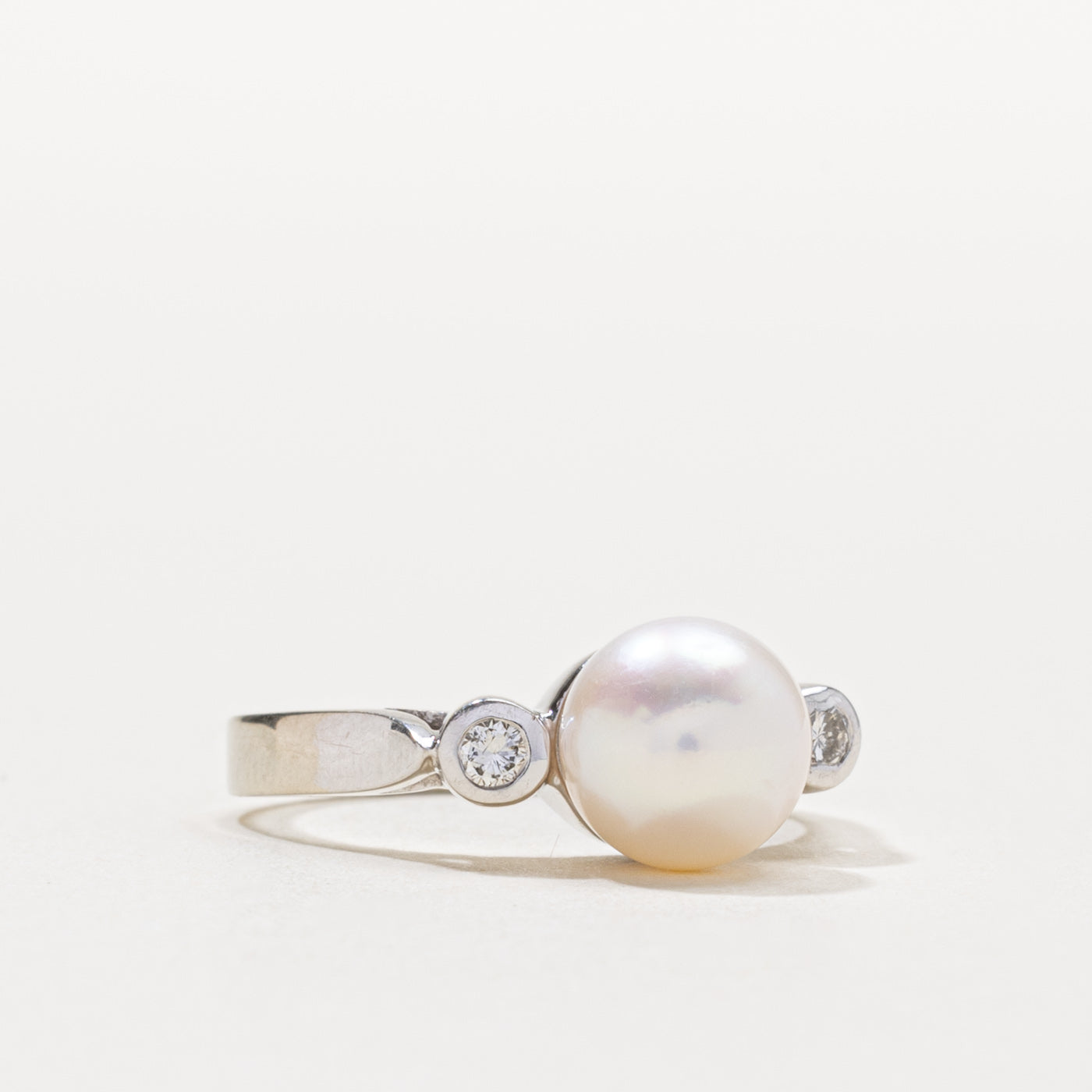 14k Pearl & Diamond Accented Ring | SZ 6.25