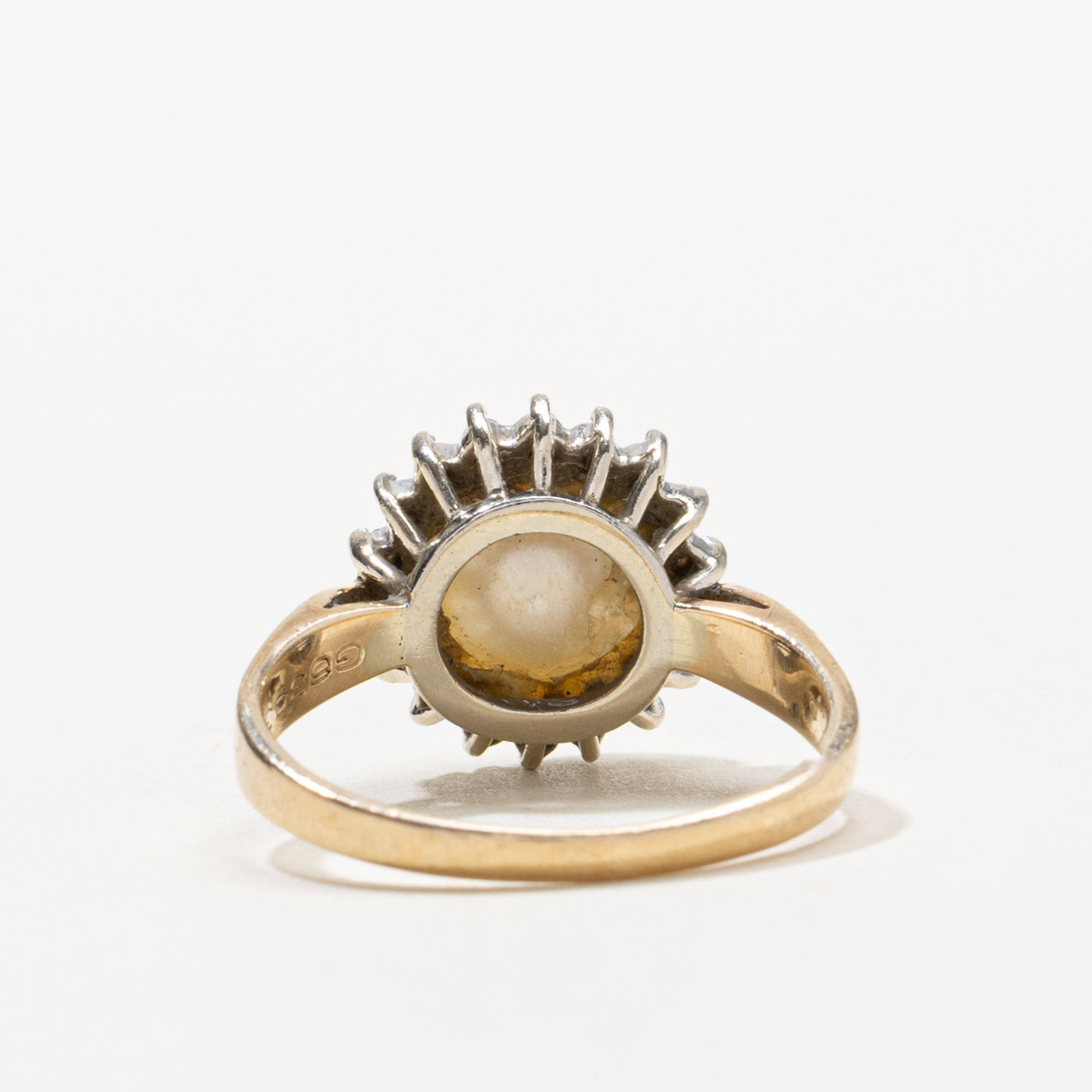 10k Pearl & Diamond Petal Halo Ring | SZ 8.5