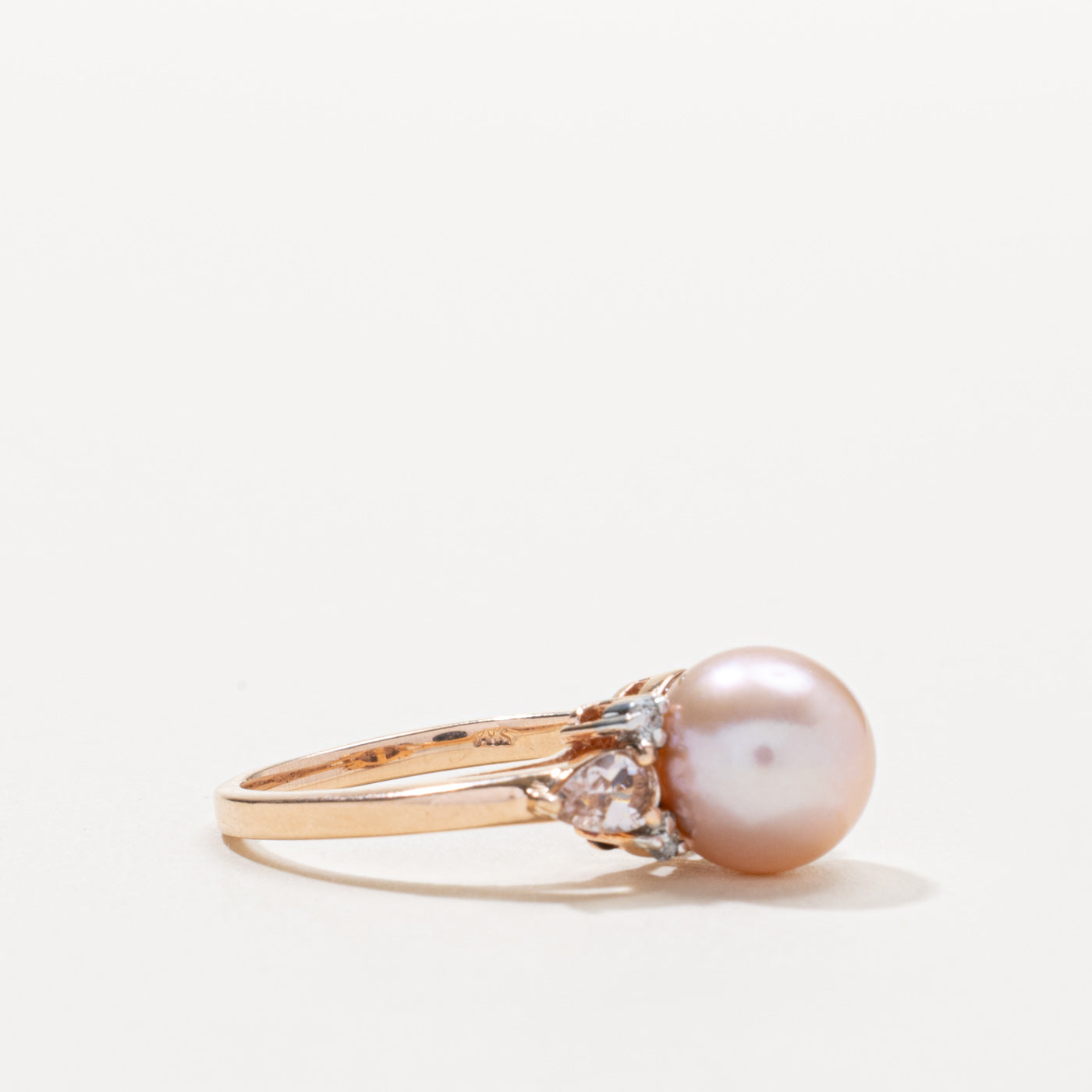 14k Pink Pearl, Morganite & Diamond Ring | 0.26ctw, 0.03ctw | SZ 7.25