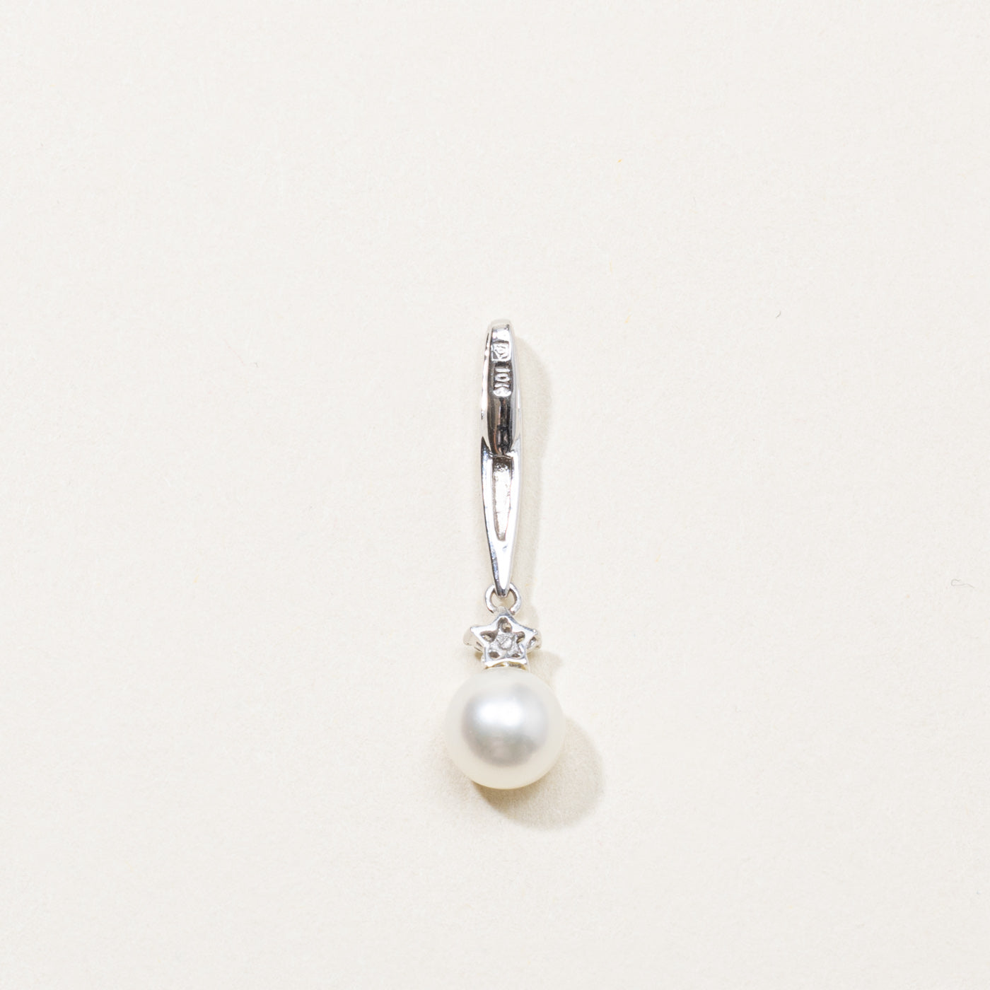 10k Pearl & Diamond Drop Pendant
