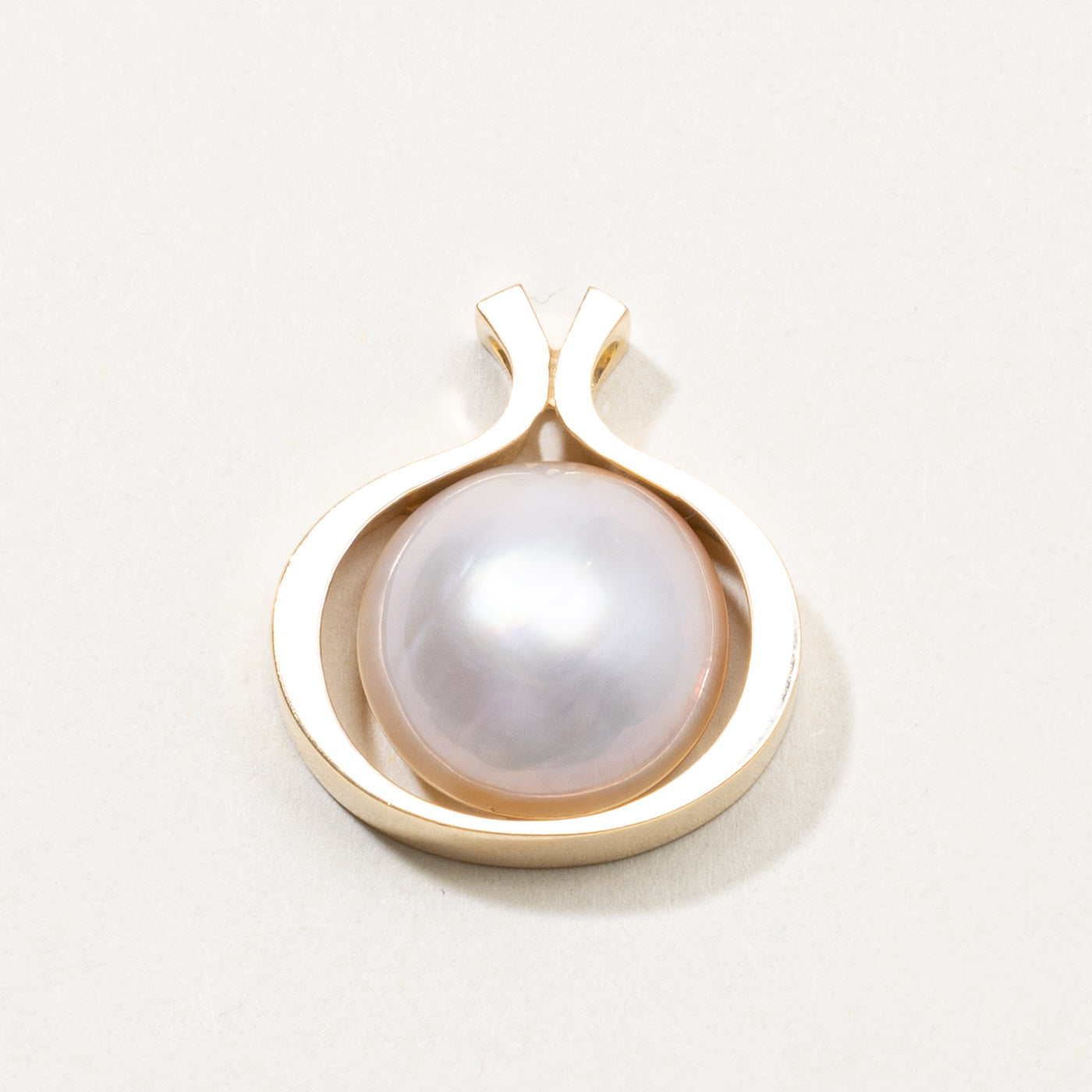 14k Mabé Pearl Framed Pendant