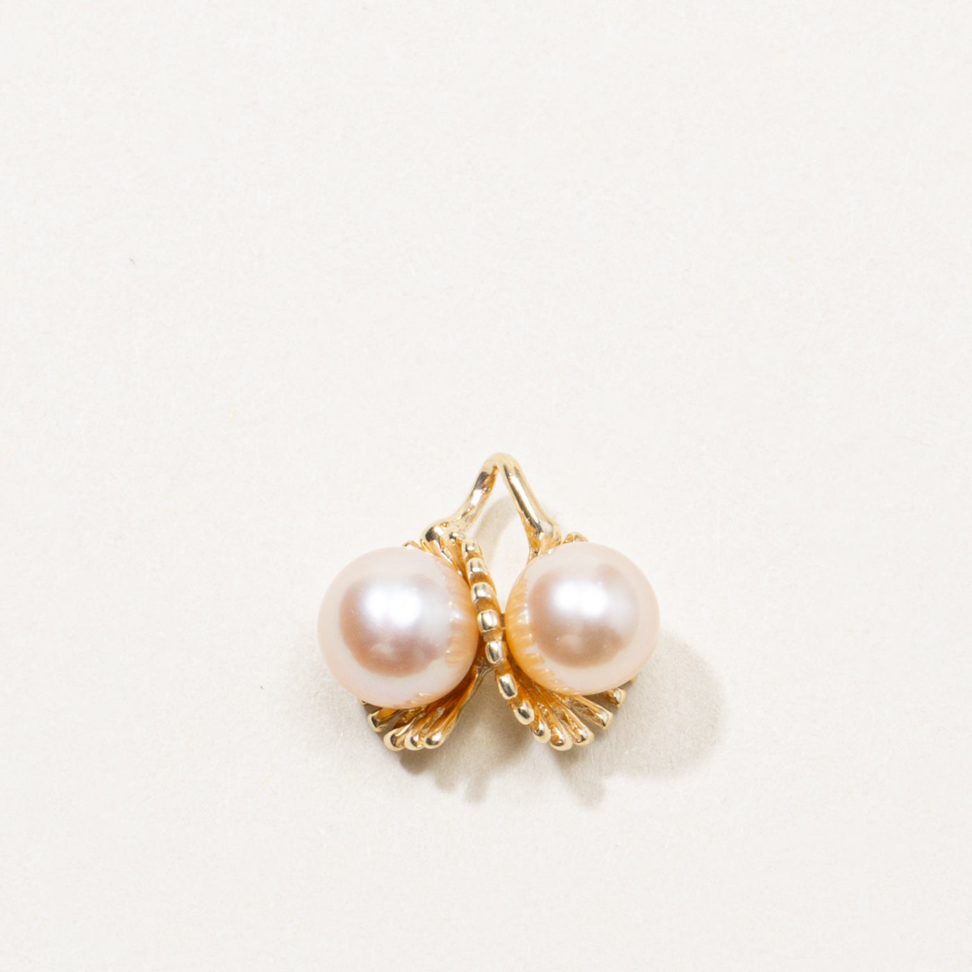 14k Two Stone Pearl Swirl Pendant