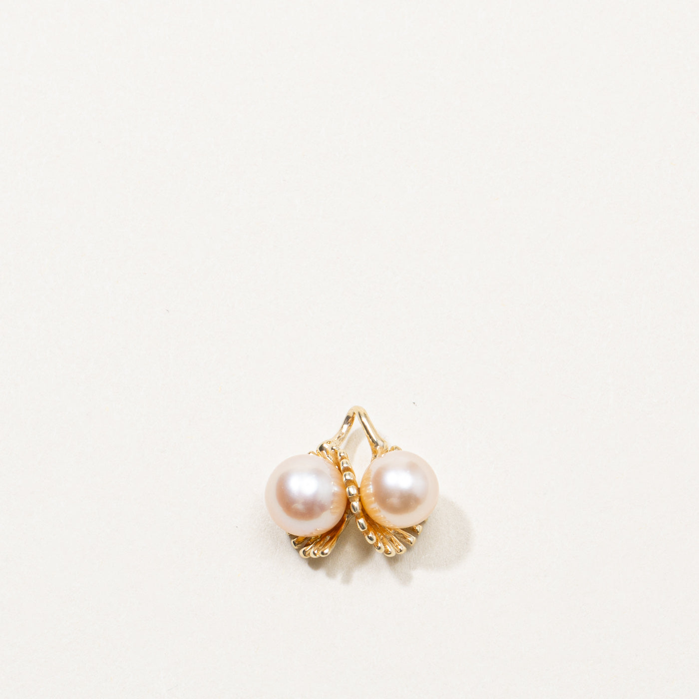 14k Two Stone Pearl Swirl Pendant
