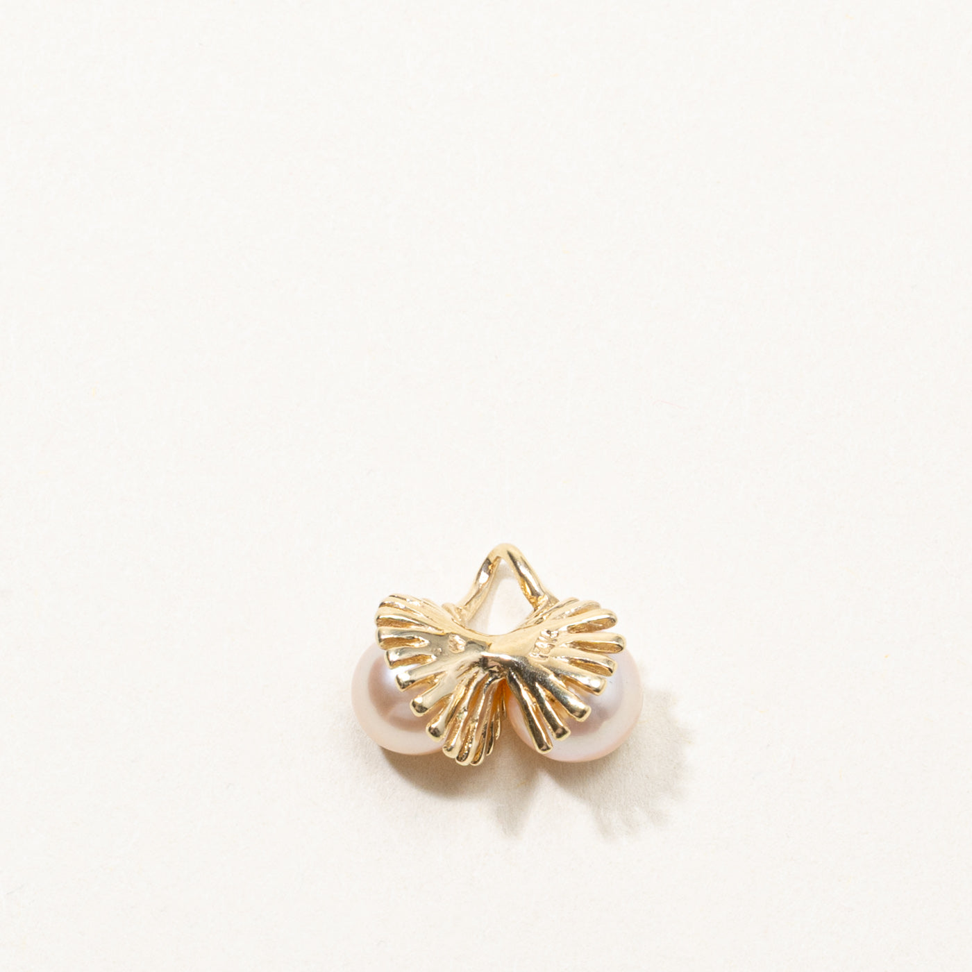 14k Two Stone Pearl Swirl Pendant