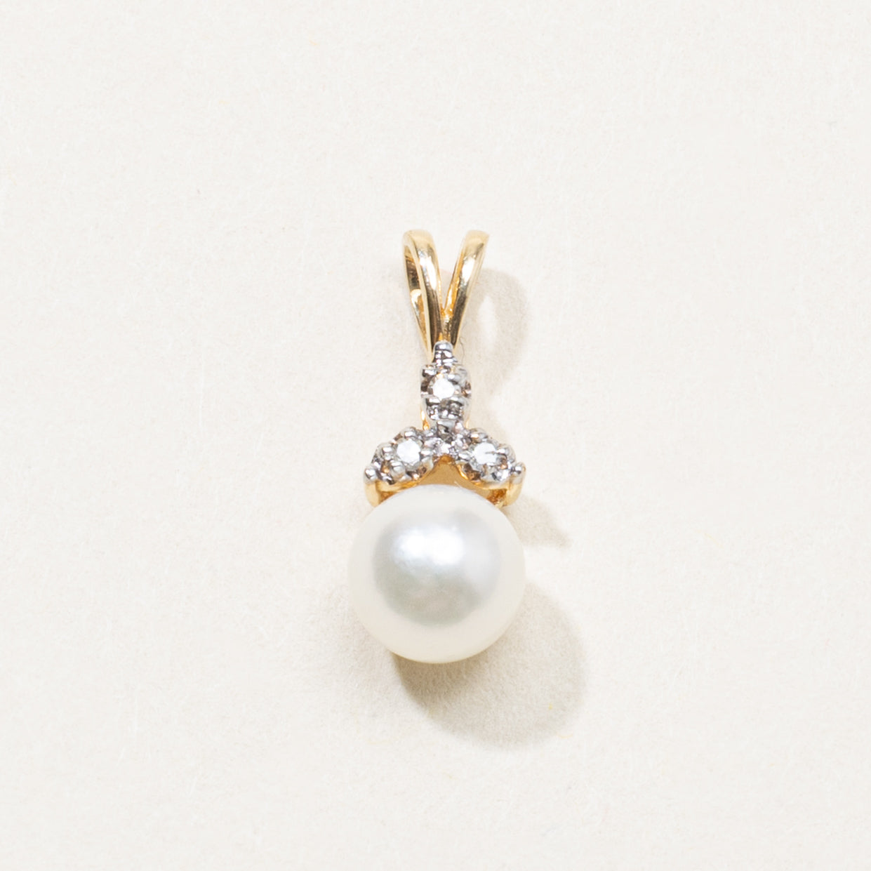 14k Pearl & Diamond Pendant