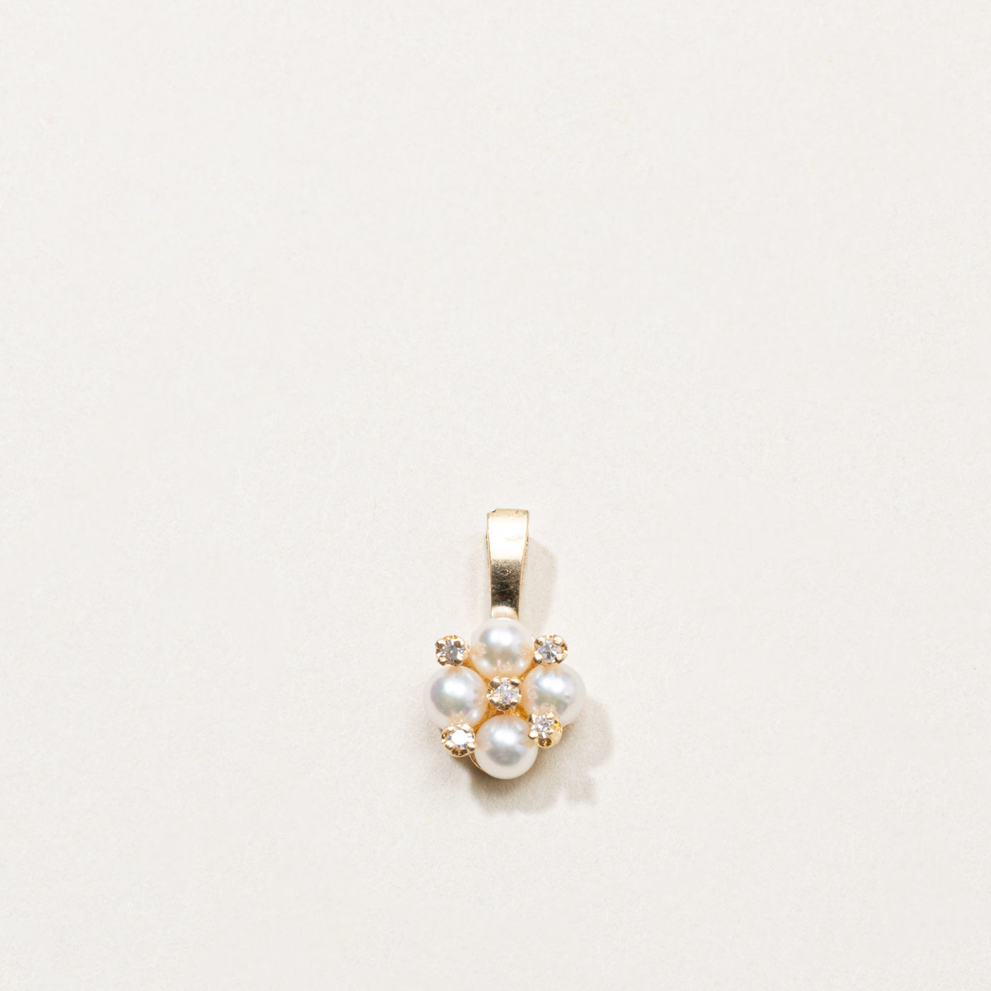 14k Pearl & Diamond Cluster Pendant