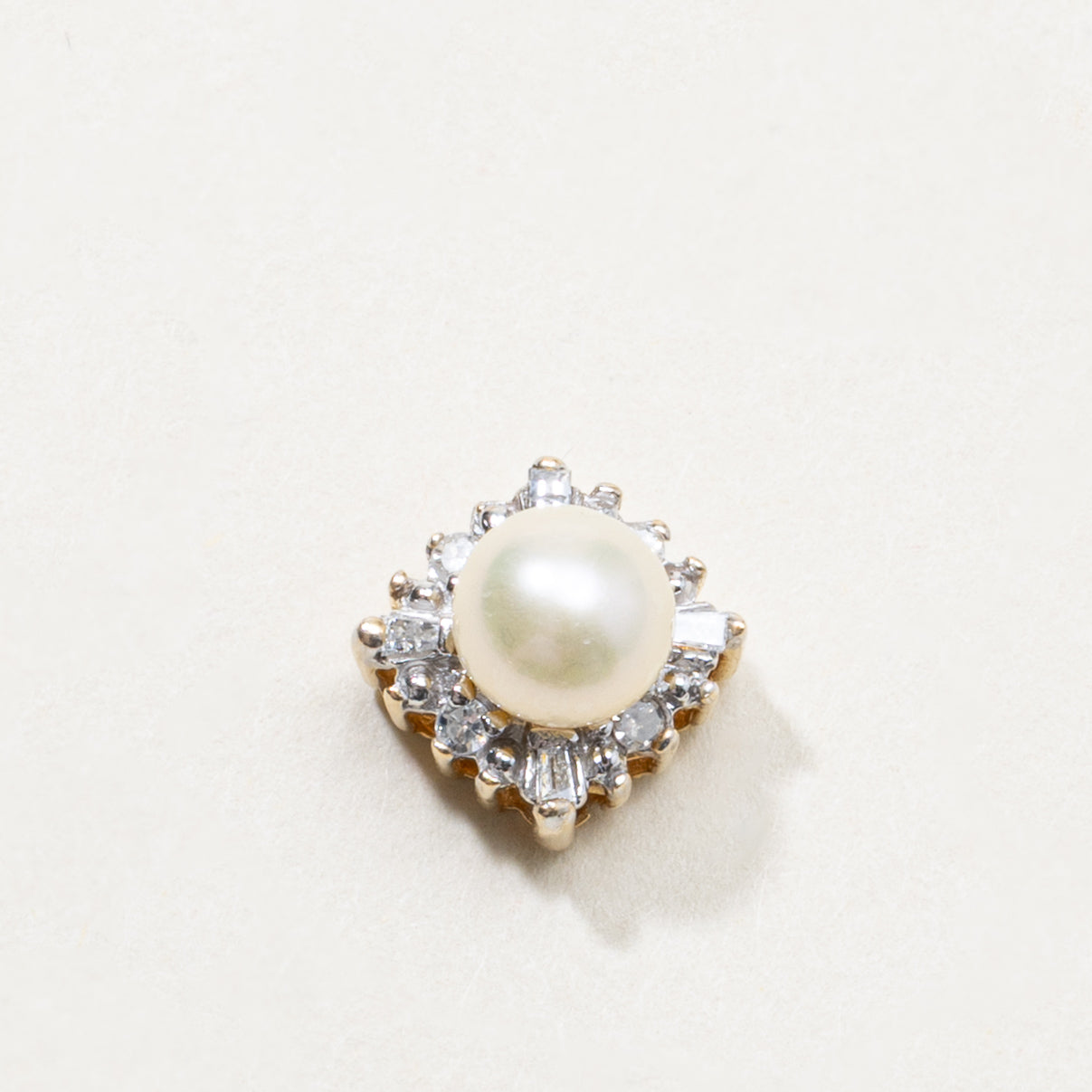 14k Pearl & Diamond Halo Pendant