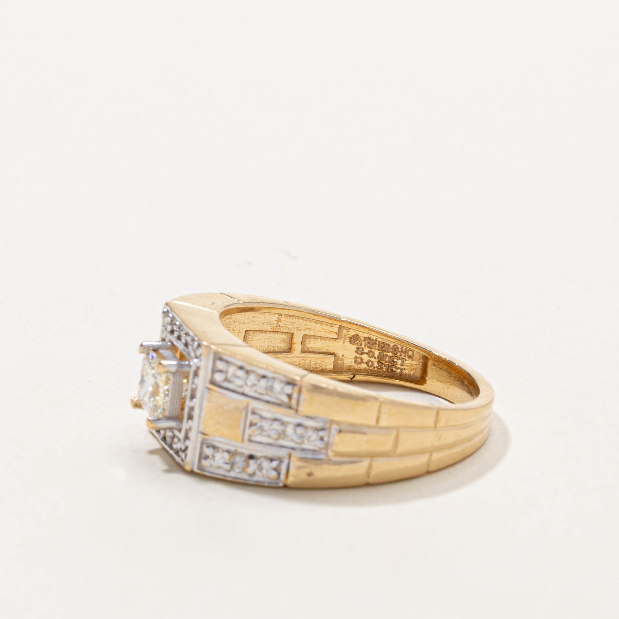 GIA Princess Cut Diamond Open Halo Geometric Ring | GIA 0.50ct VS2 J, 0.31ctw | SZ 9.75