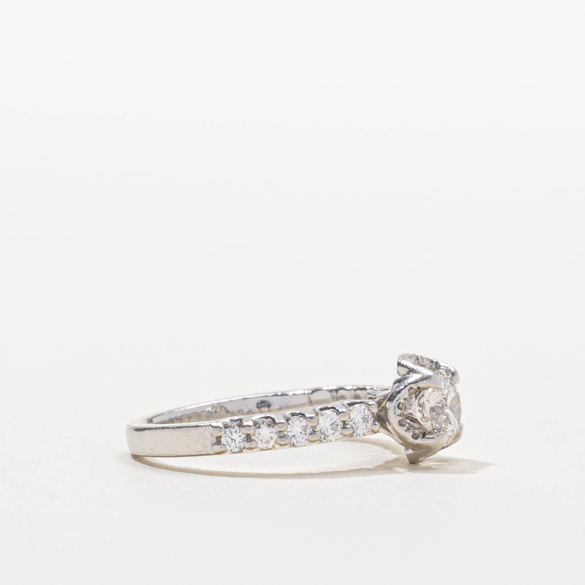 GIA Diamond Accented Textured Ring | GIA 0.70ct VS1 J, 0.29ctw | SZ 6.75