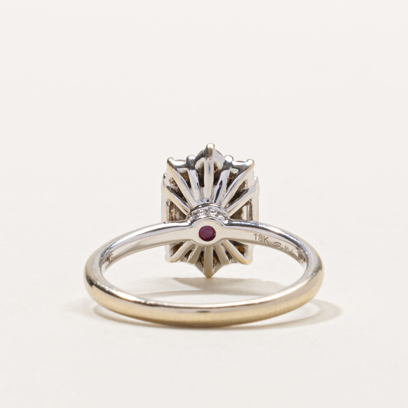18k Oval Cut Diamond Multi Cut Halo Ring | 0.60ct SI2 I, 0.26ctw | SZ 6.5