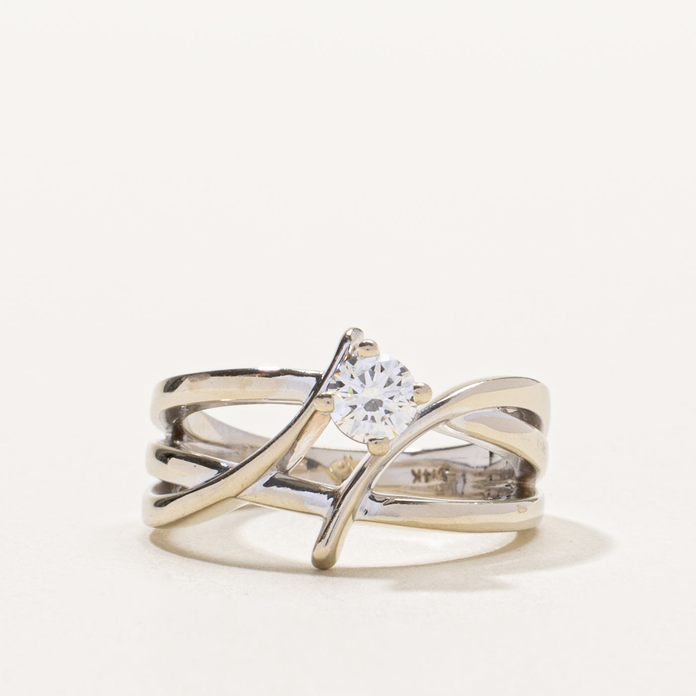 GIA Diamond Crossover Ring | GIA 0.25ct VS1 E | SZ 4.5