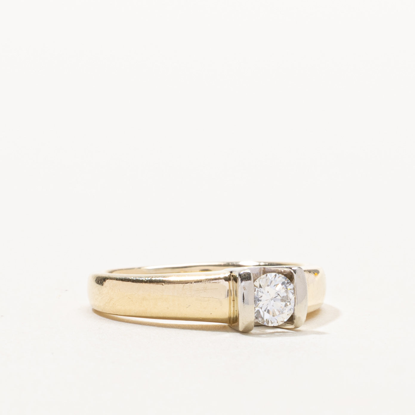 14k Round Brilliant Cut Tension Set Diamond Ring | 0.23ct SI2 H/I | SZ 4