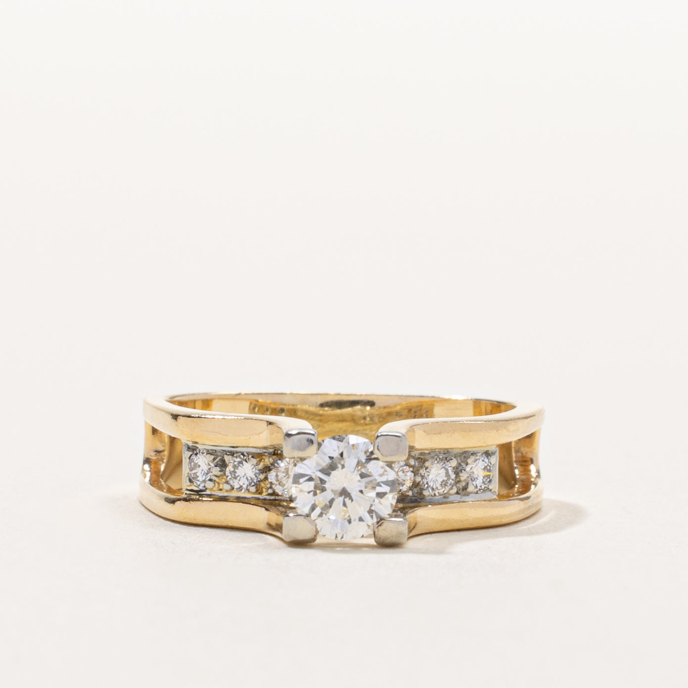 18k Diamond Accented Open Side Ring | 0.45ct SI2 H/I, 0.21ctw | SZ 6