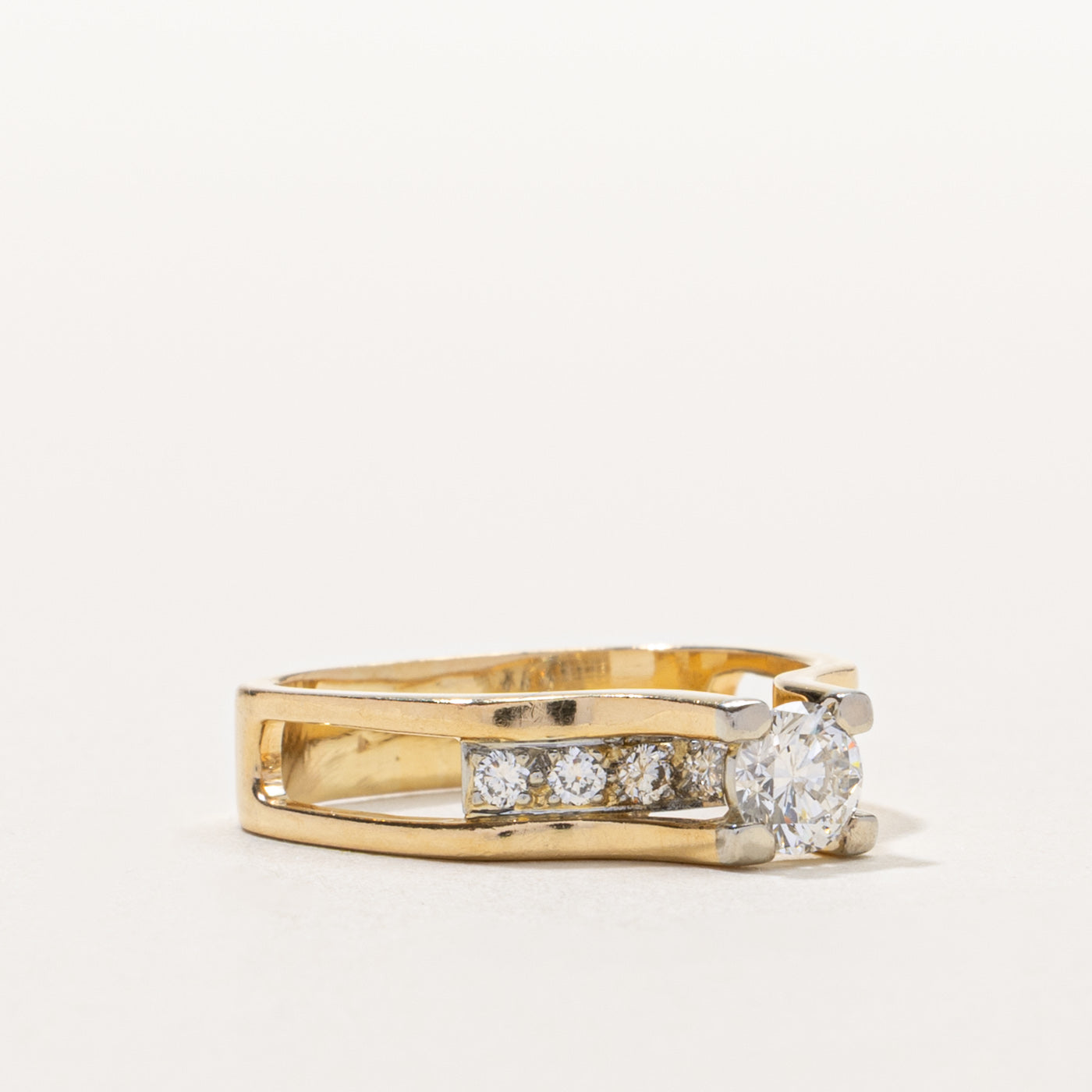 18k Diamond Accented Open Side Ring | 0.45ct SI2 H/I, 0.21ctw | SZ 6