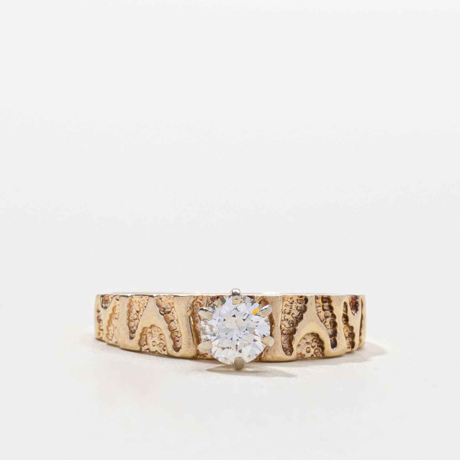 10k Solitaire Diamond Textured Ring | 0.51ct SI2/I1 H/I | SZ 8.5