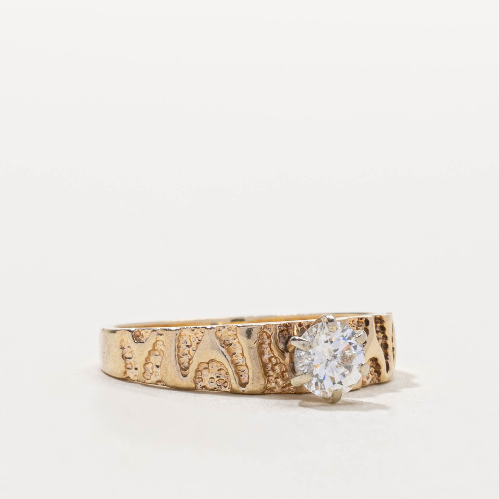 10k Solitaire Diamond Textured Ring | 0.51ct SI2/I1 H/I | SZ 8.5