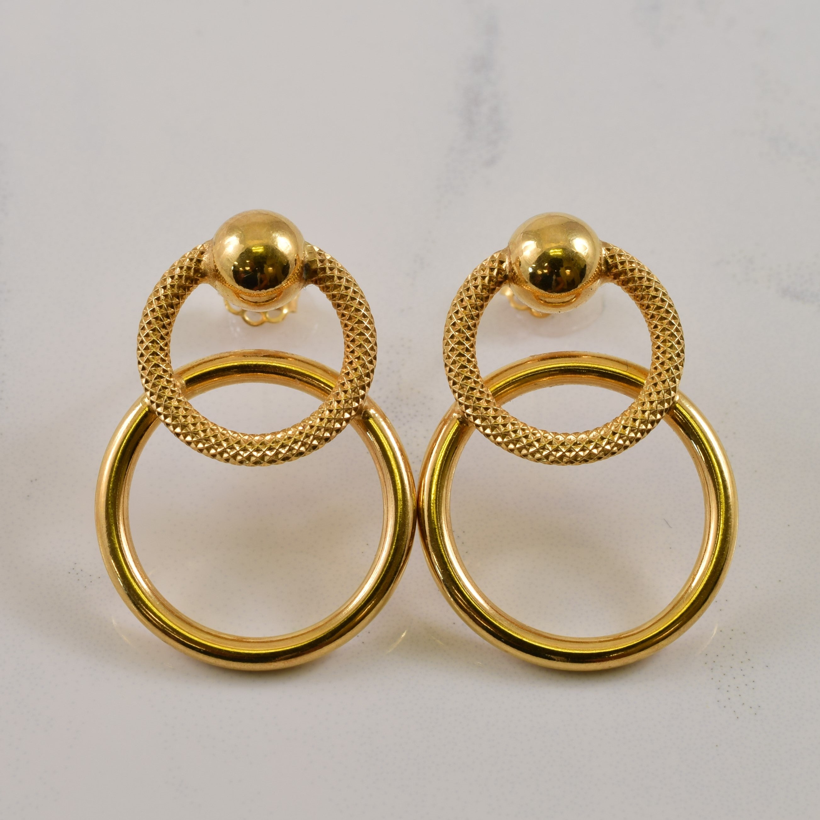 18k Yellow Gold Double Hoop Stud Earrings |