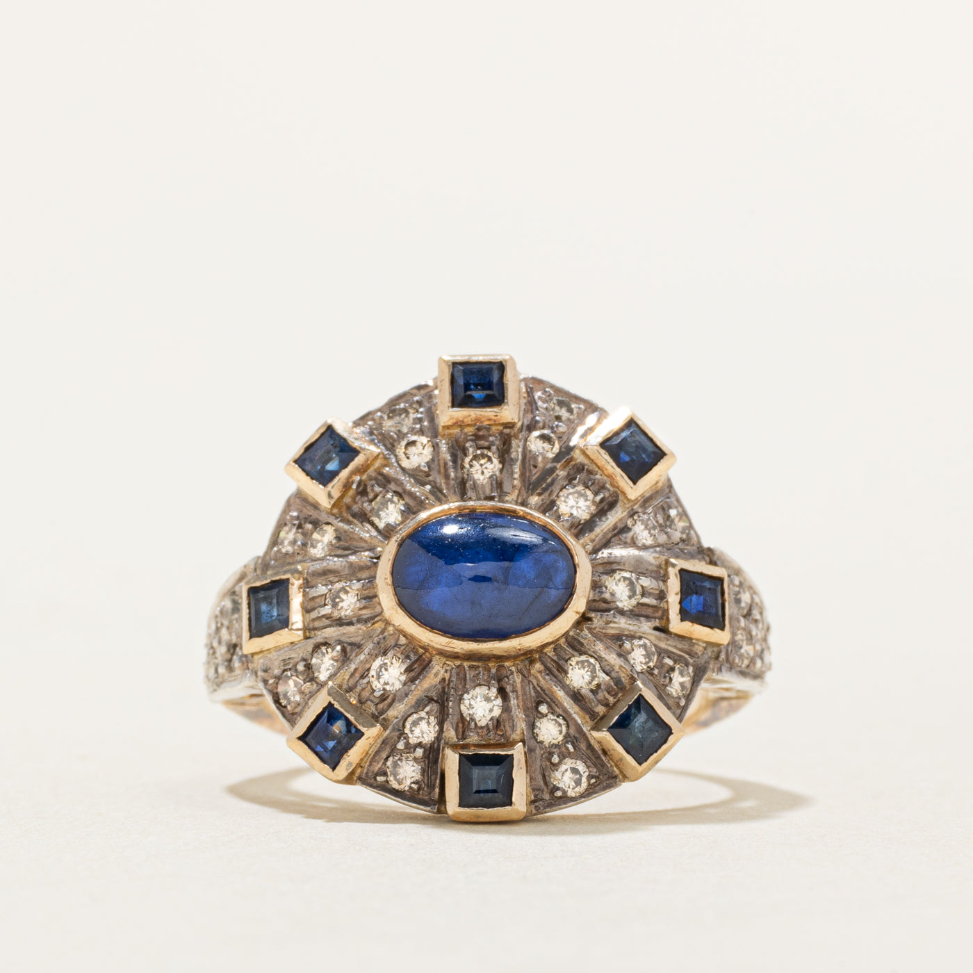Sapphire & Diamond Art Deco Style Ring | 1.35ctw, 0.26ctw | SZ 5.5 |