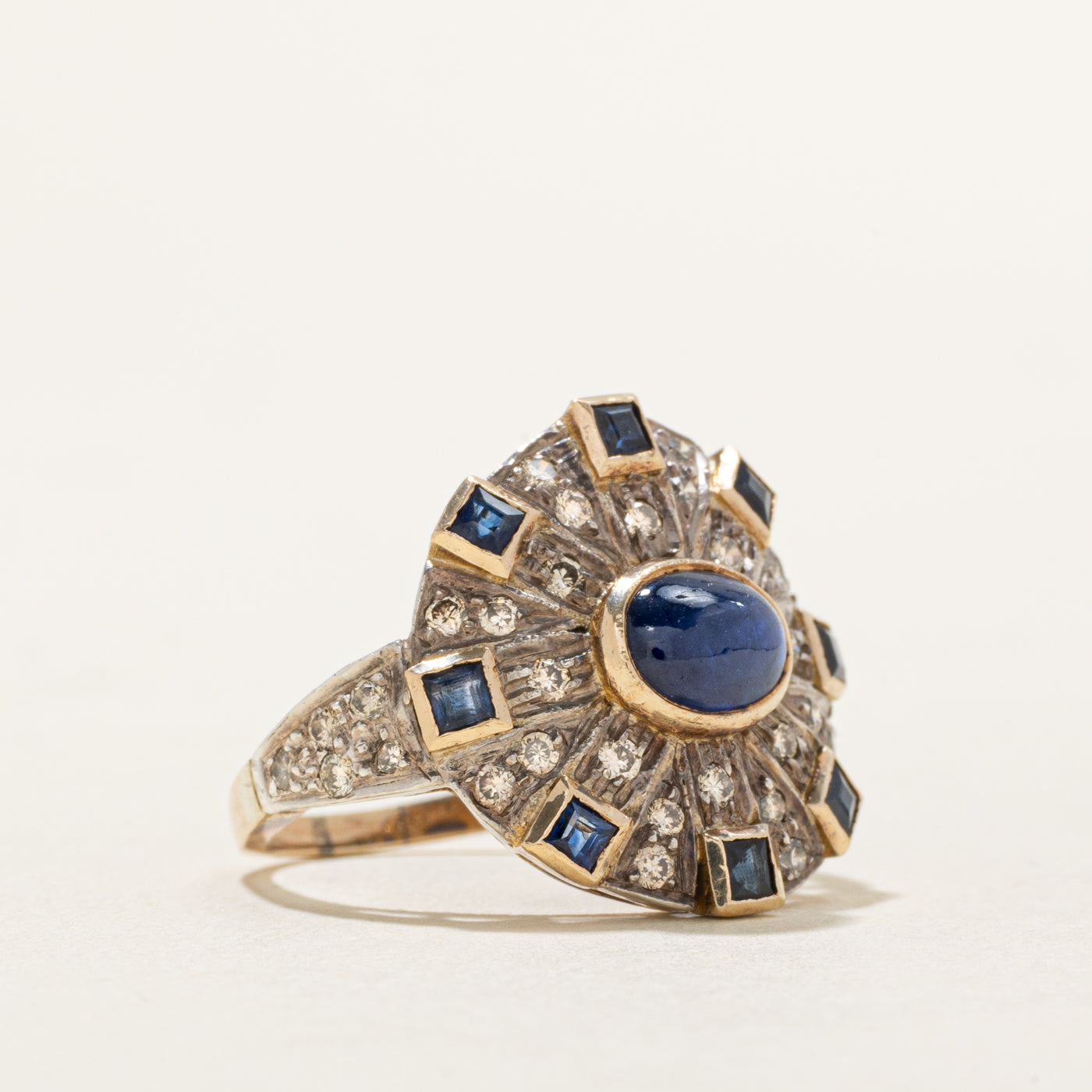 Sapphire & Diamond Art Deco Style Ring | 1.35ctw, 0.26ctw | SZ 5.5 |