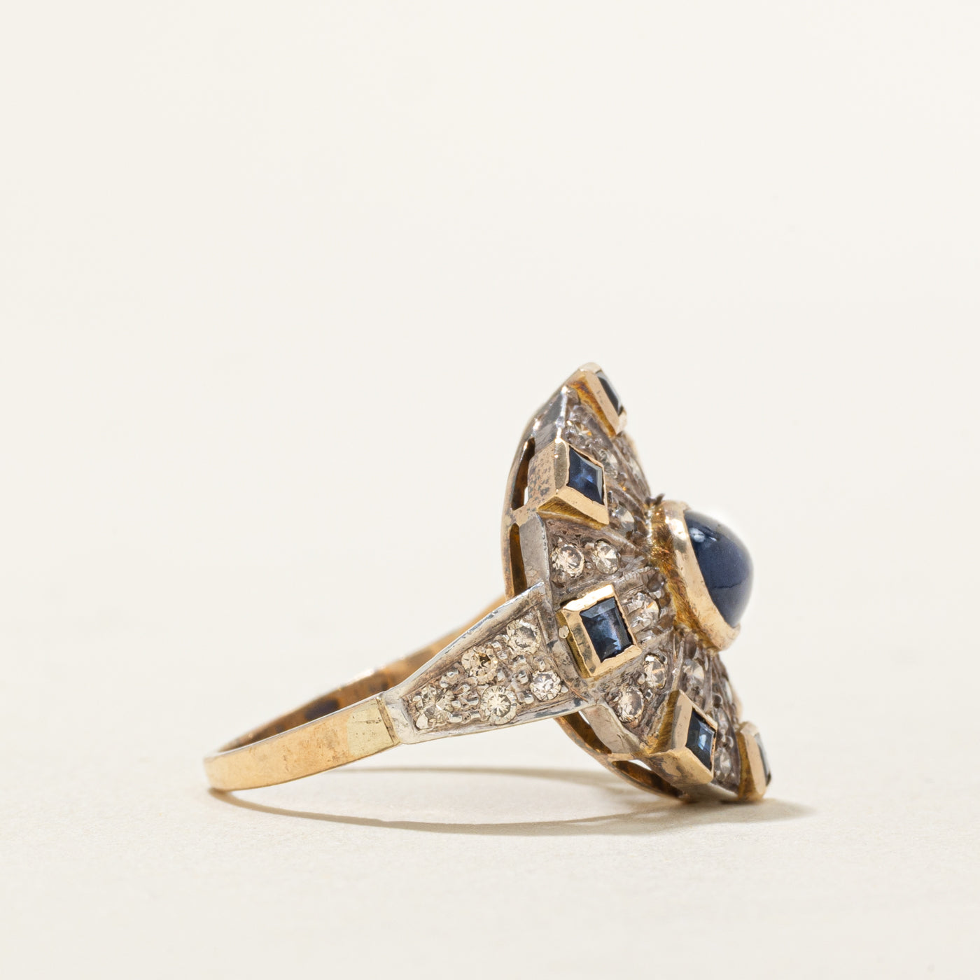Sapphire & Diamond Art Deco Style Ring | 1.35ctw, 0.26ctw | SZ 5.5 |
