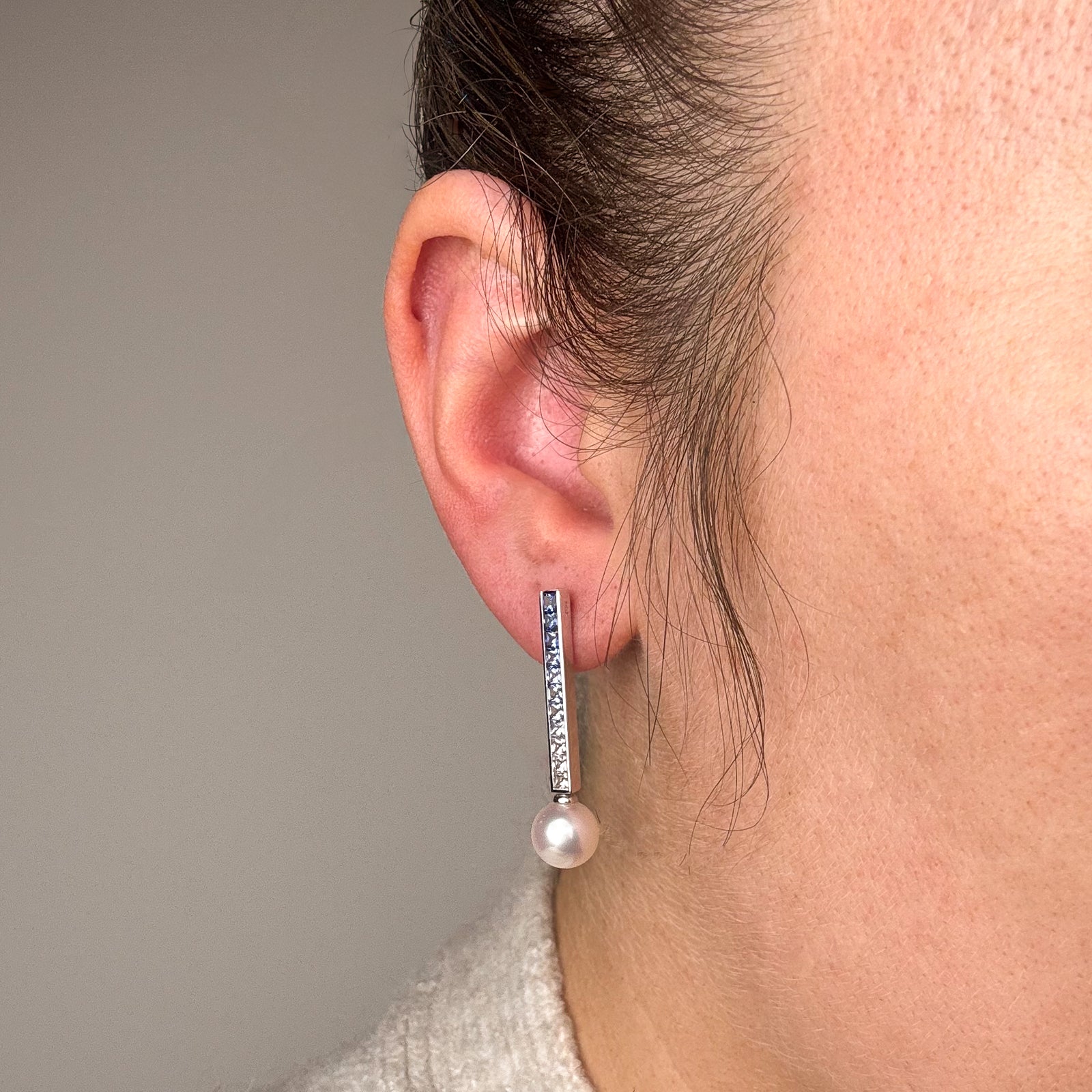 Boucles d'oreilles « Mikimoto » Elements of Life en perles Akoya et saphirs Océan | 8 mm, 1,49 ct |