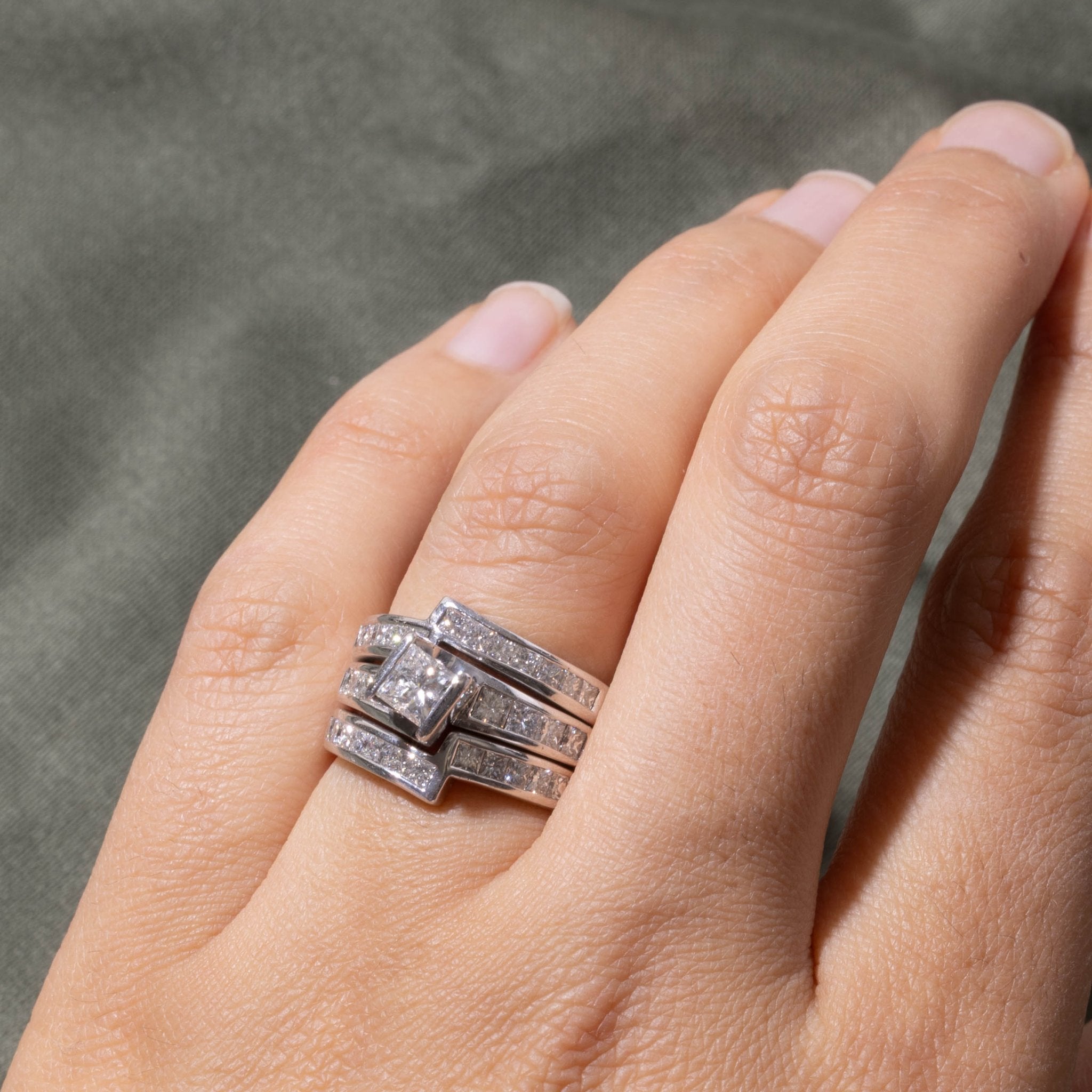 18k Channel Set Diamond Architectural Stacked Ring | 2.43ctw | SZ 5.75