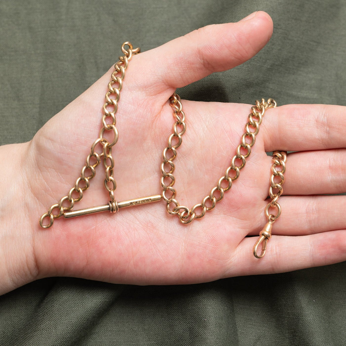 'Birks' Yellow Gold Curb Link Watch Chain | 61mm | 13"