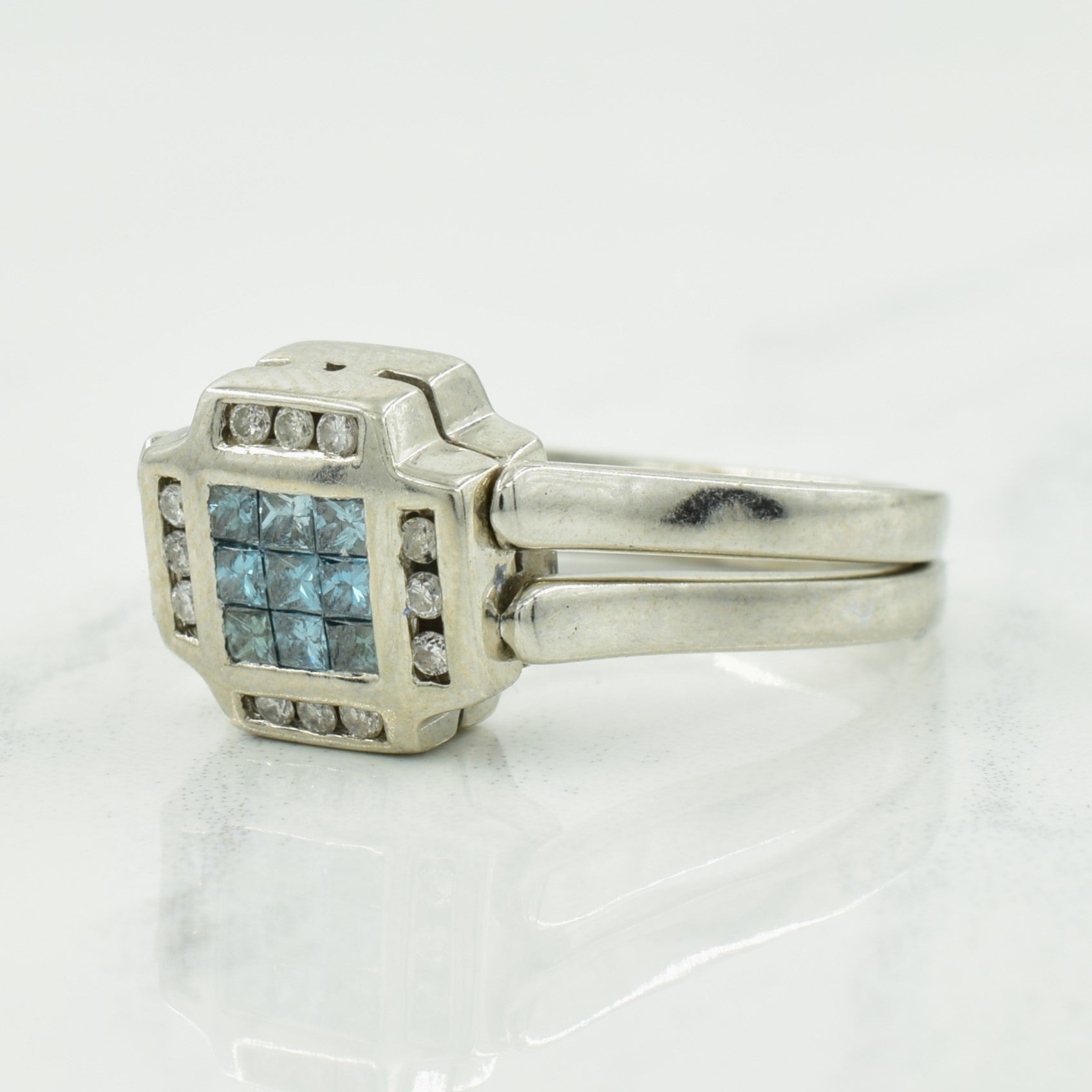 Black Onyx, Enhanced Blue & Natural Diamond Reversible Ring | 0.50ct, 0.33ctw, 0.24ctw | SZ 7-8|