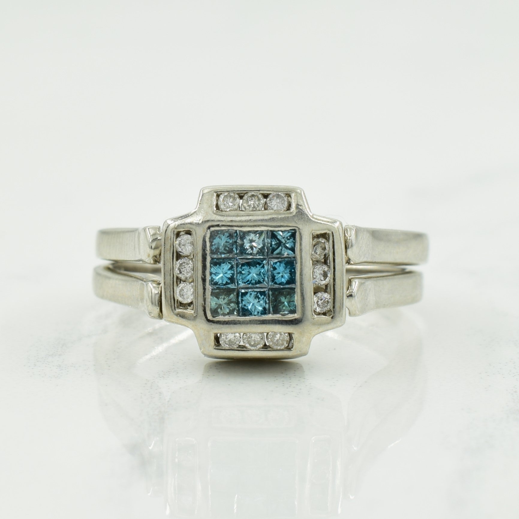 Black Onyx, Enhanced Blue & Natural Diamond Reversible Ring | 0.50ct, 0.33ctw, 0.24ctw | SZ 7-8|