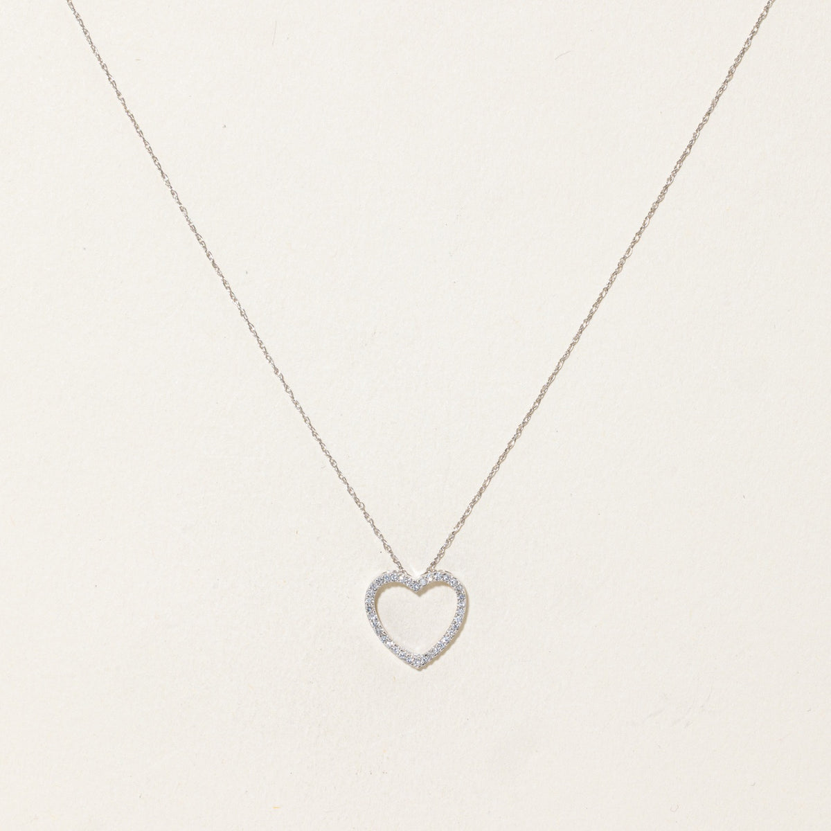 14k Eternity Diamond Heart Pendant Necklace | 17"