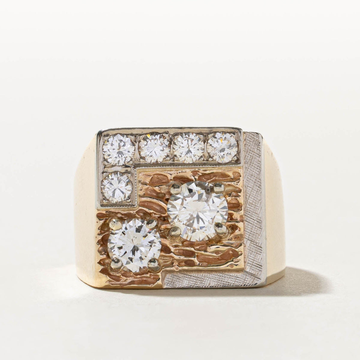 14k Scattered Diamond Textured Chunky Cocktail Ring | 2.37ctw | SZ 10.5