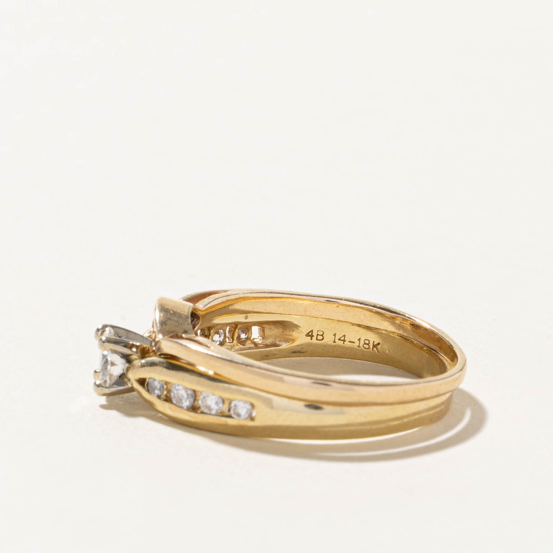 14k Channel Set Diamond Contour Ring Stack | 0.72ctw | SZ 9.75