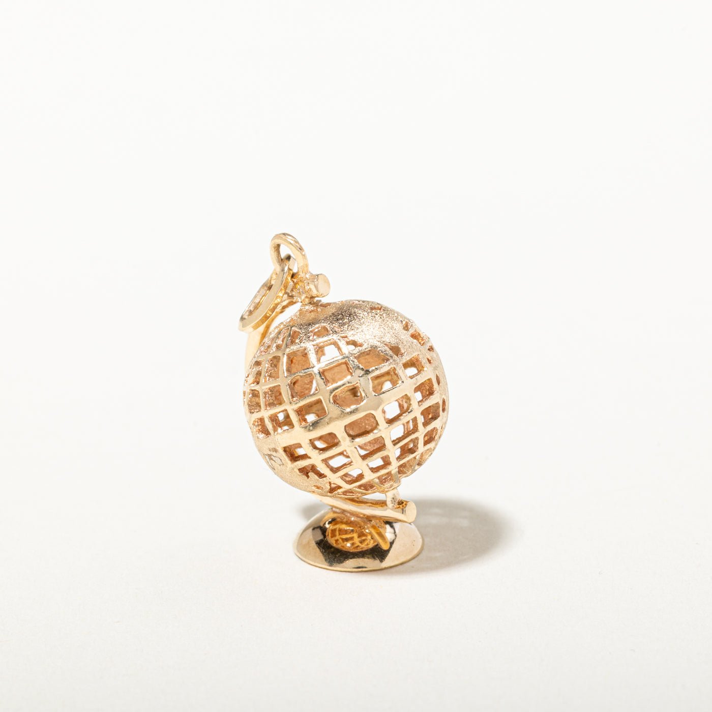 14k Yellow Gold Openwork Globe Charm