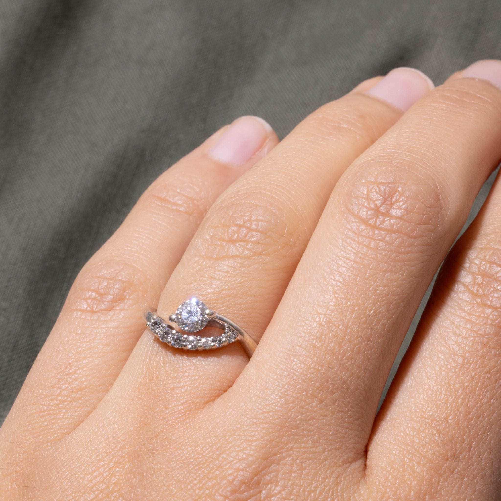 18k White Gold Diamond Waterfall Bypass Ring | 0.56ctw | SZ 4.5