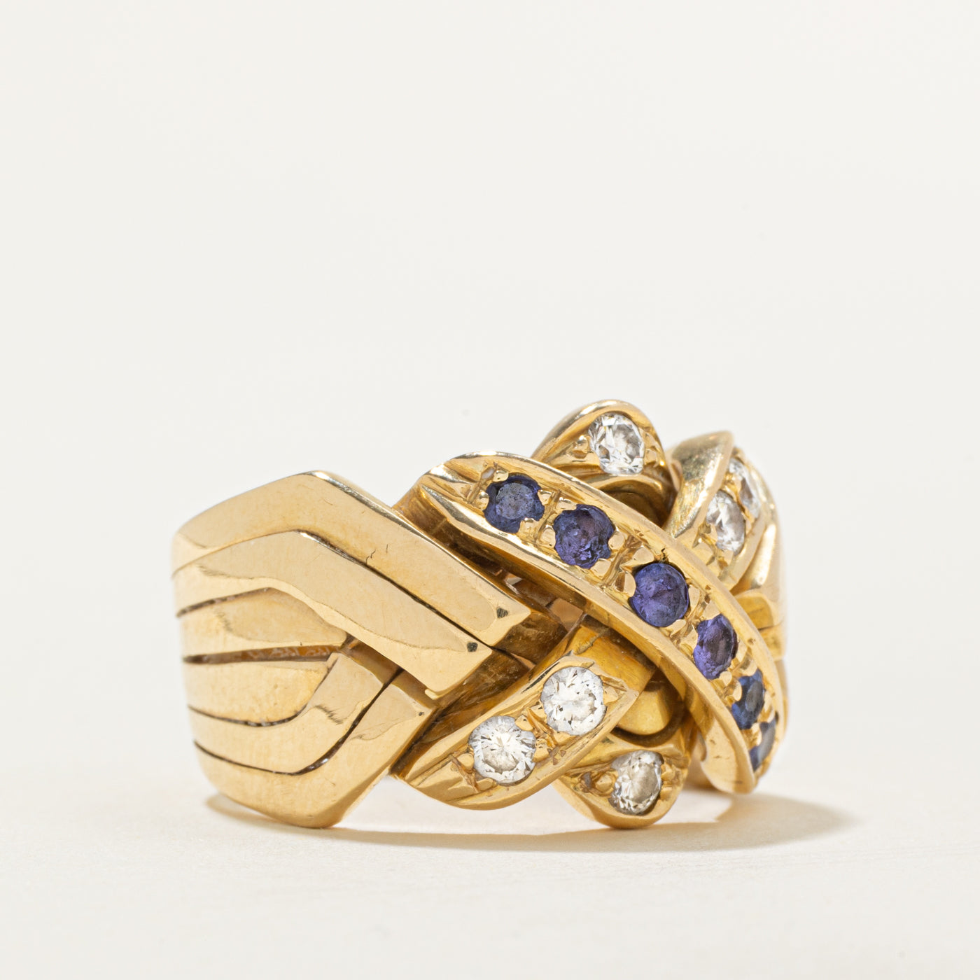 Fused Tanzanite & Diamond Puzzle Ring | 0.42ctw, 0.36ctw | SZ 9.5 |